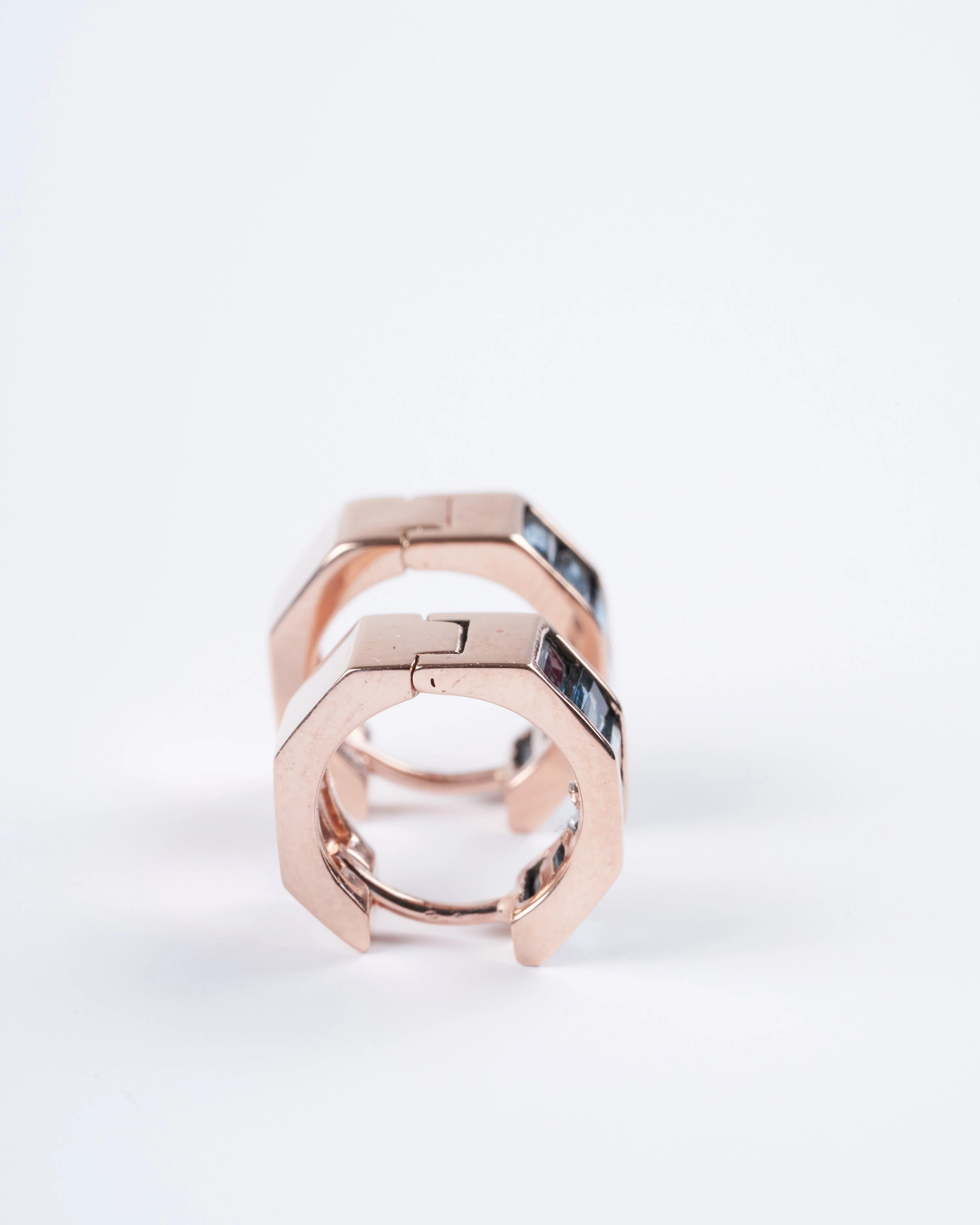 otto huggies with london blue topaz in rose gold - blue - Image 3