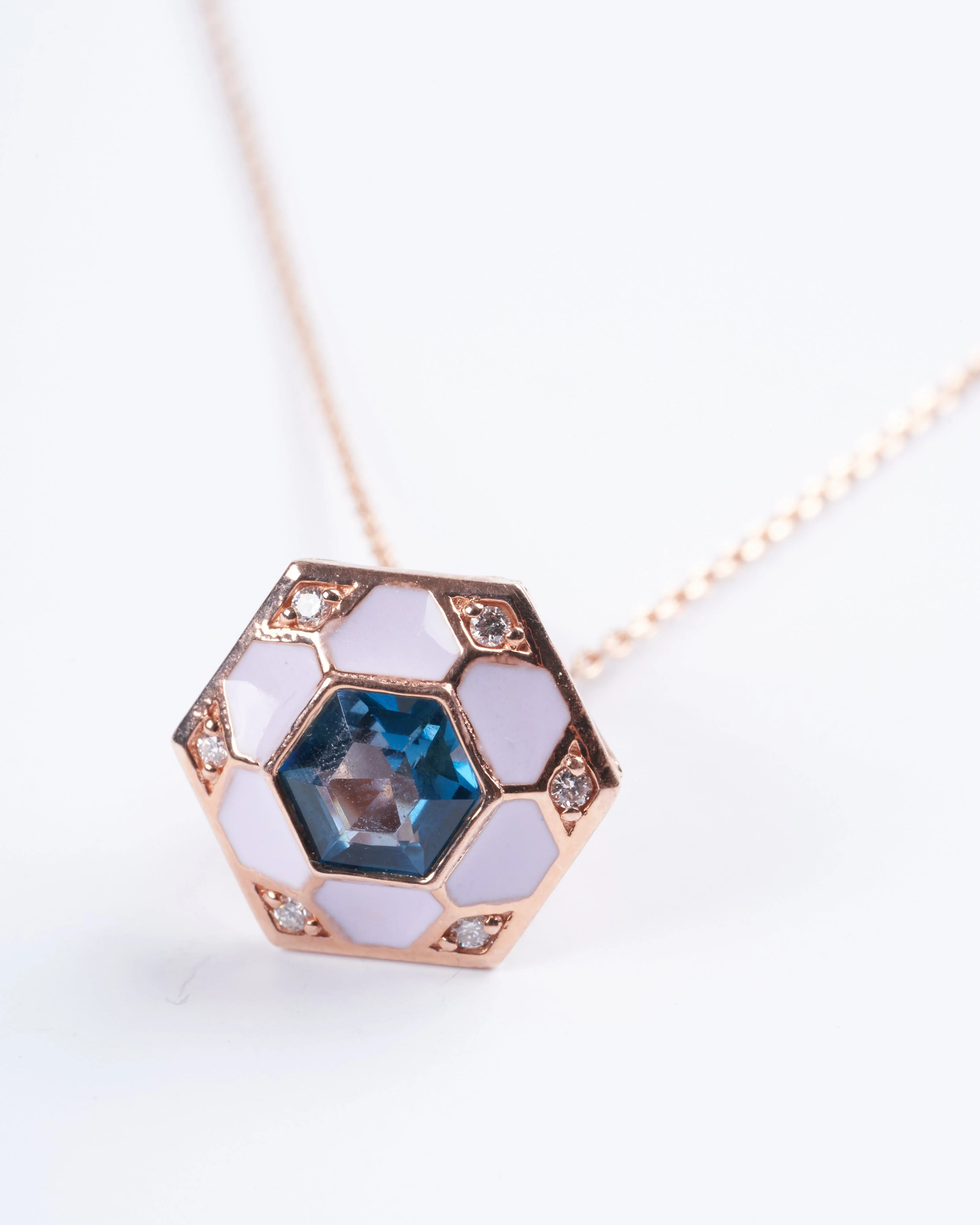 pod pendant with london blue topaz in rose gold - blue - Image 2