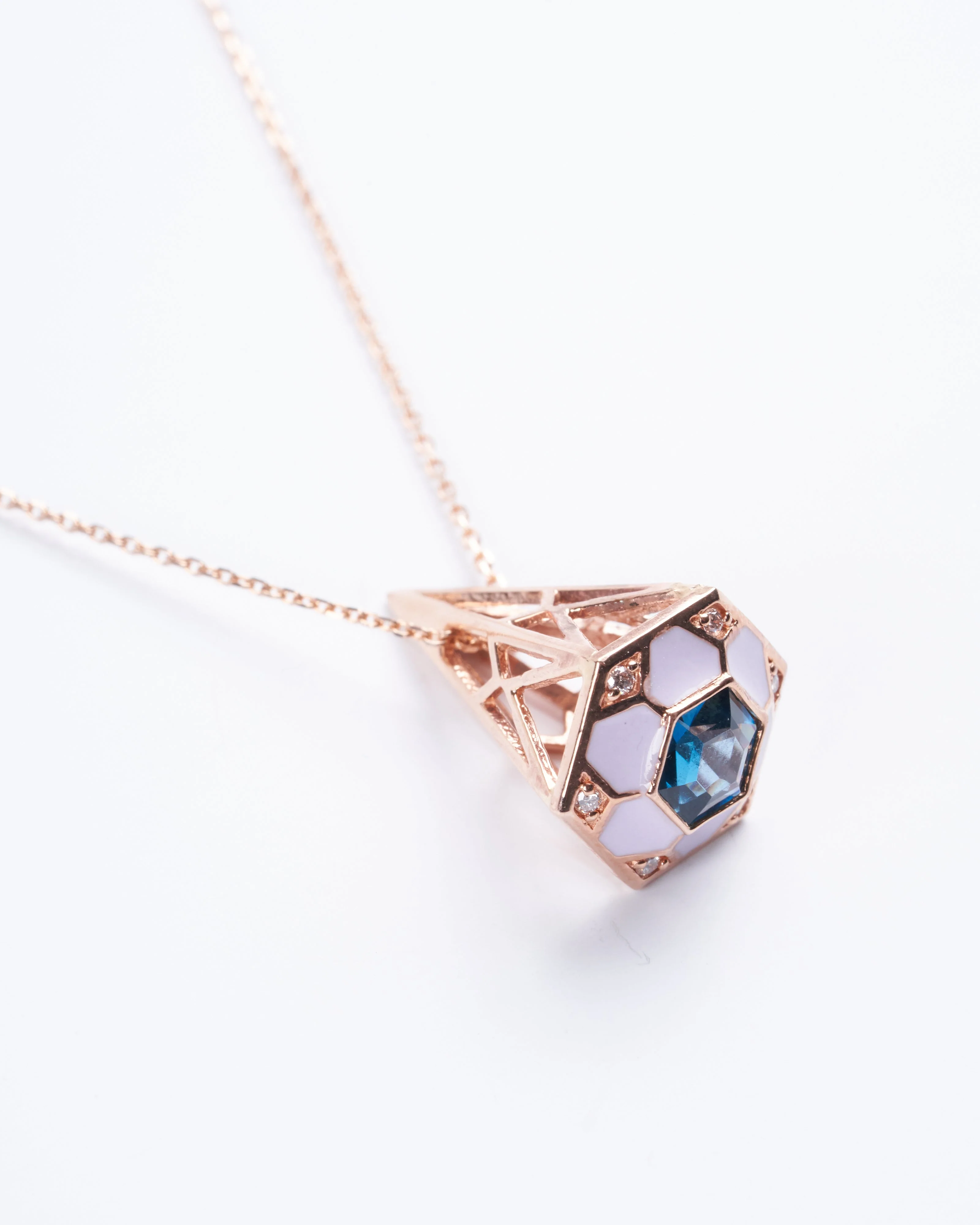 pod pendant with london blue topaz in rose gold - blue - Image 3