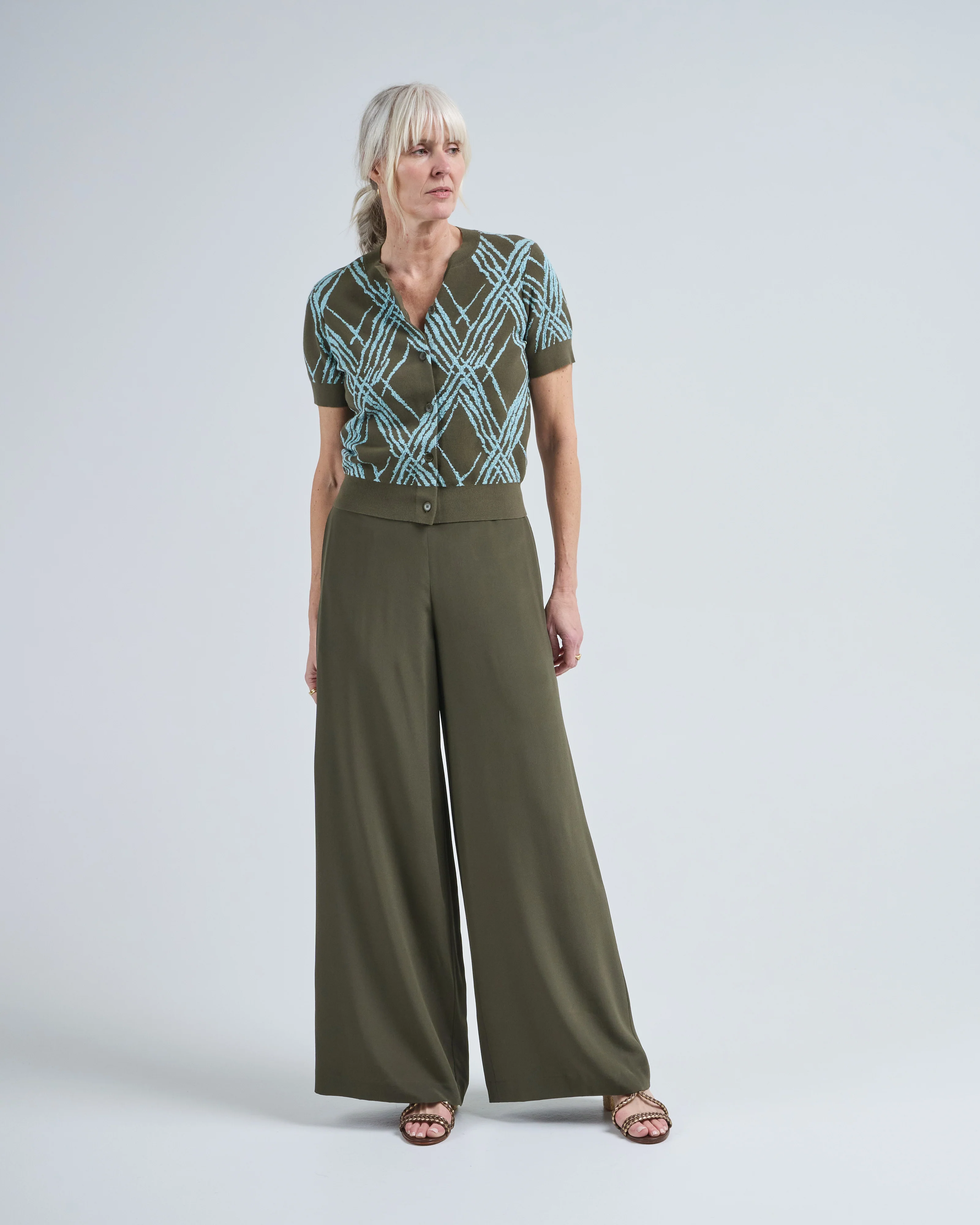 ain check knit cardigan - Image 2
