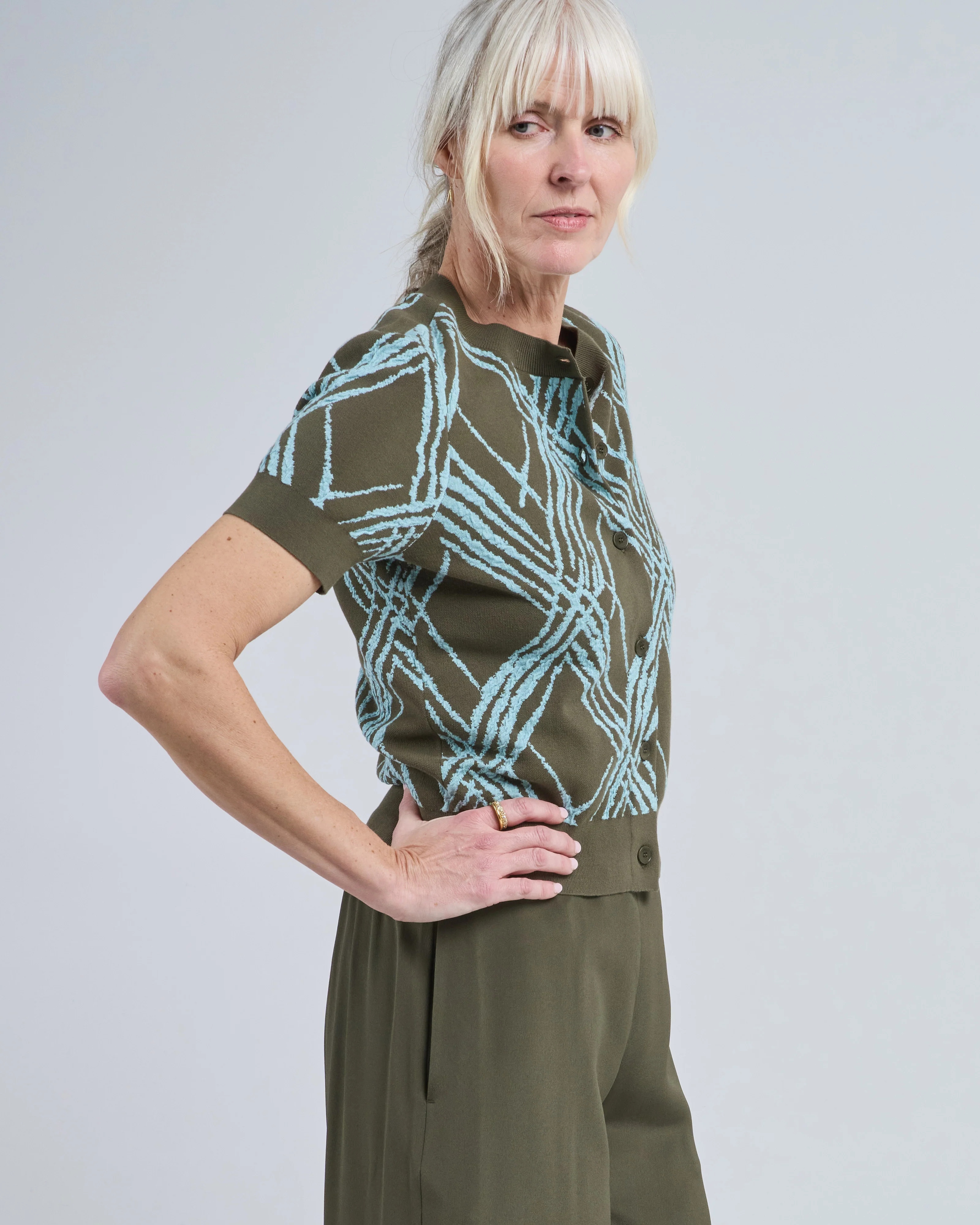ain check knit cardigan - Image 3