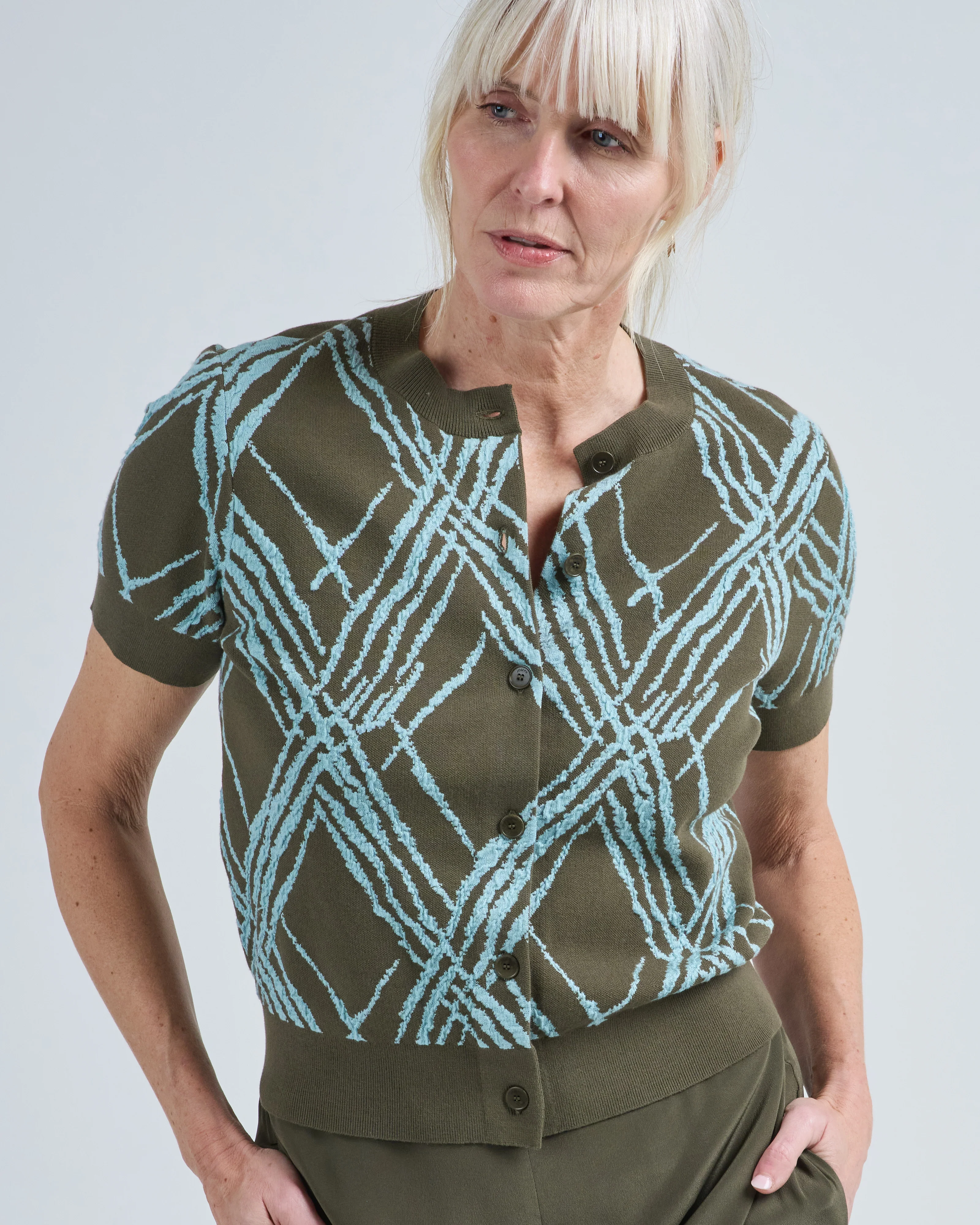 ain check knit cardigan - Image 5