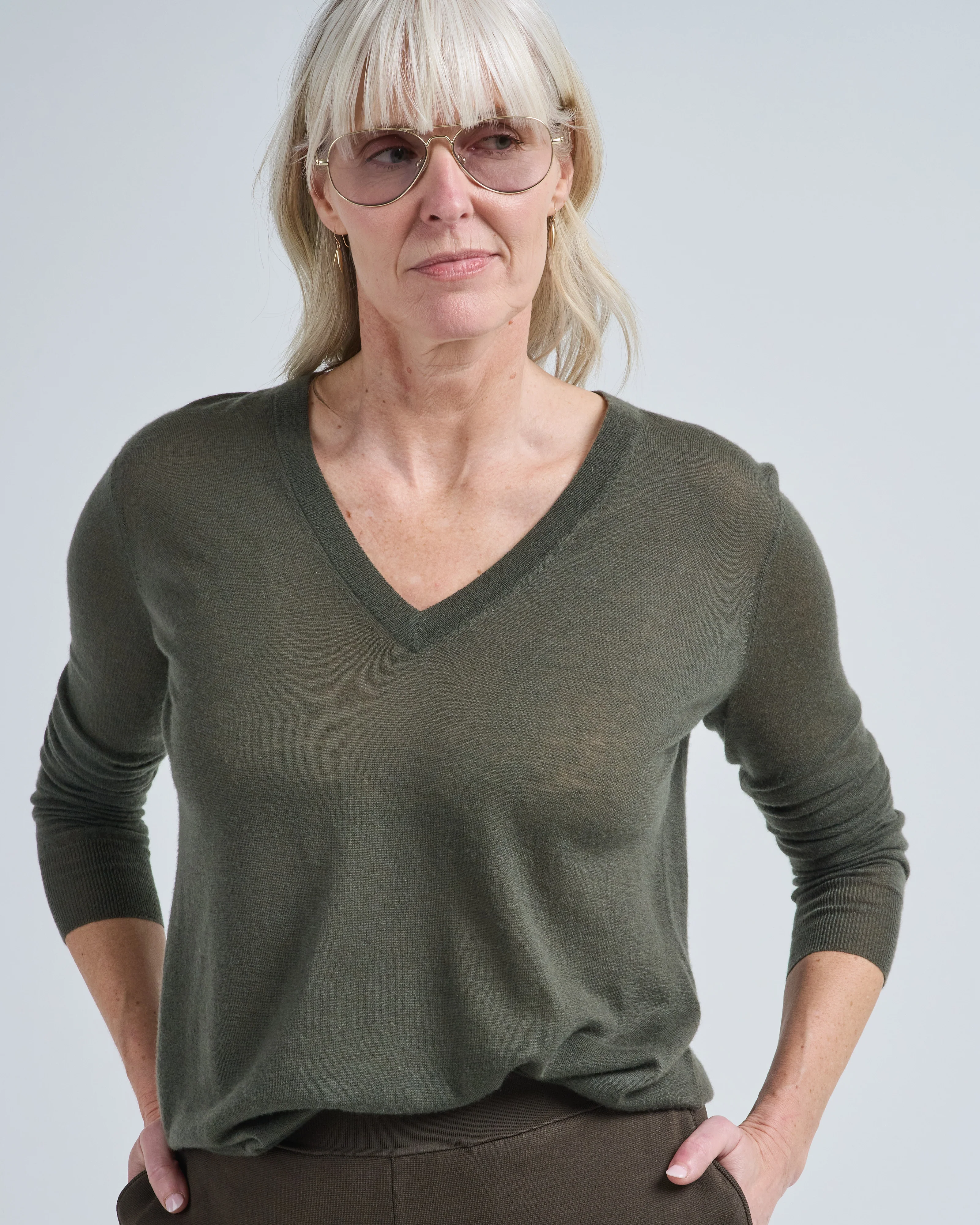 v neck long sleeve cashair sweater - Image 5
