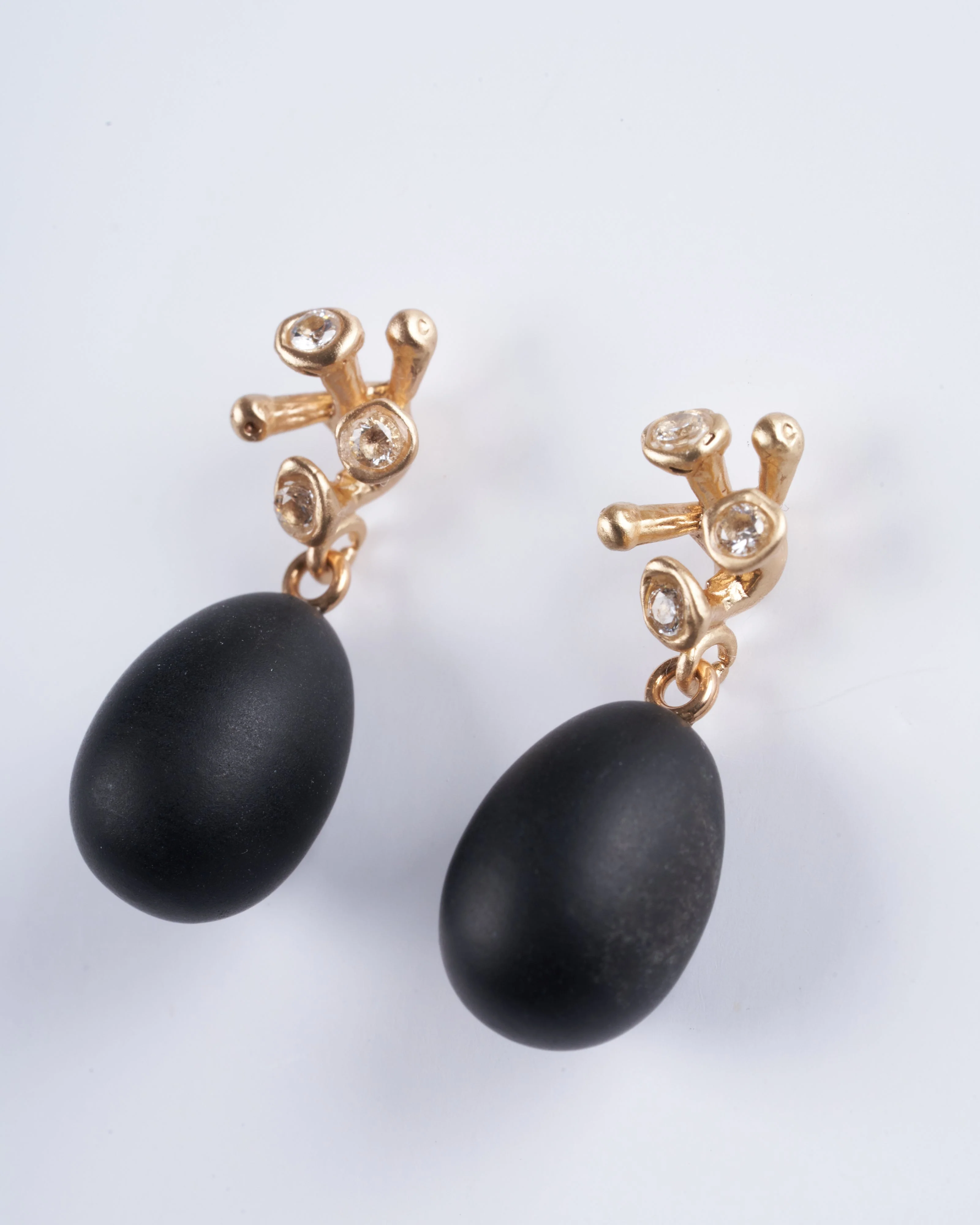 bossom obsidian drop with gold filled post - Image 2
