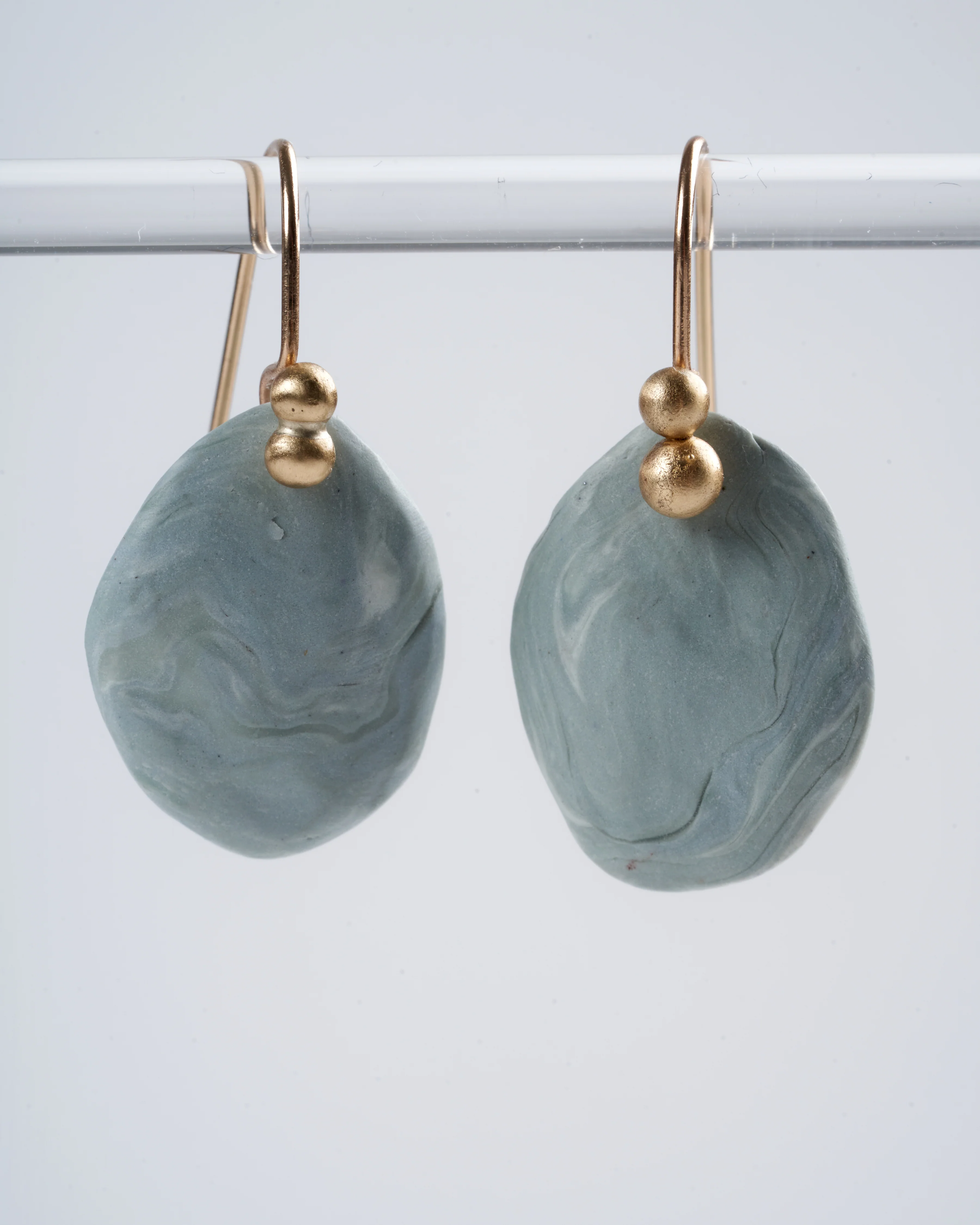 moss pebble clay earring - light blue - Image 2