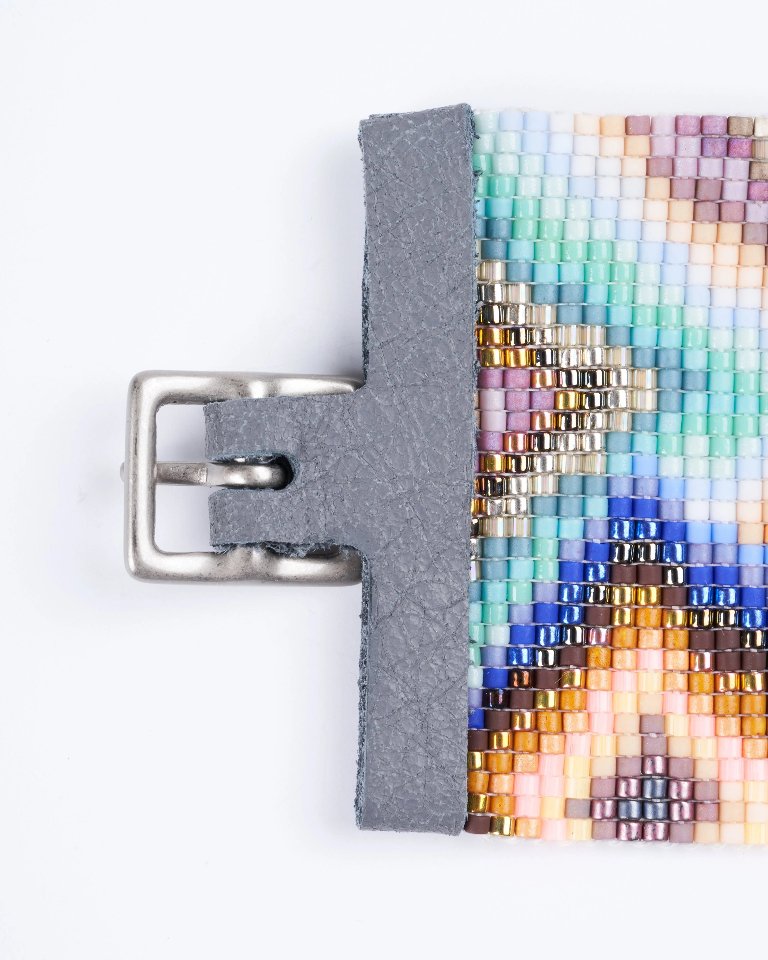 1 7/8" width handwoven beaded bracelet - multi - Image 2