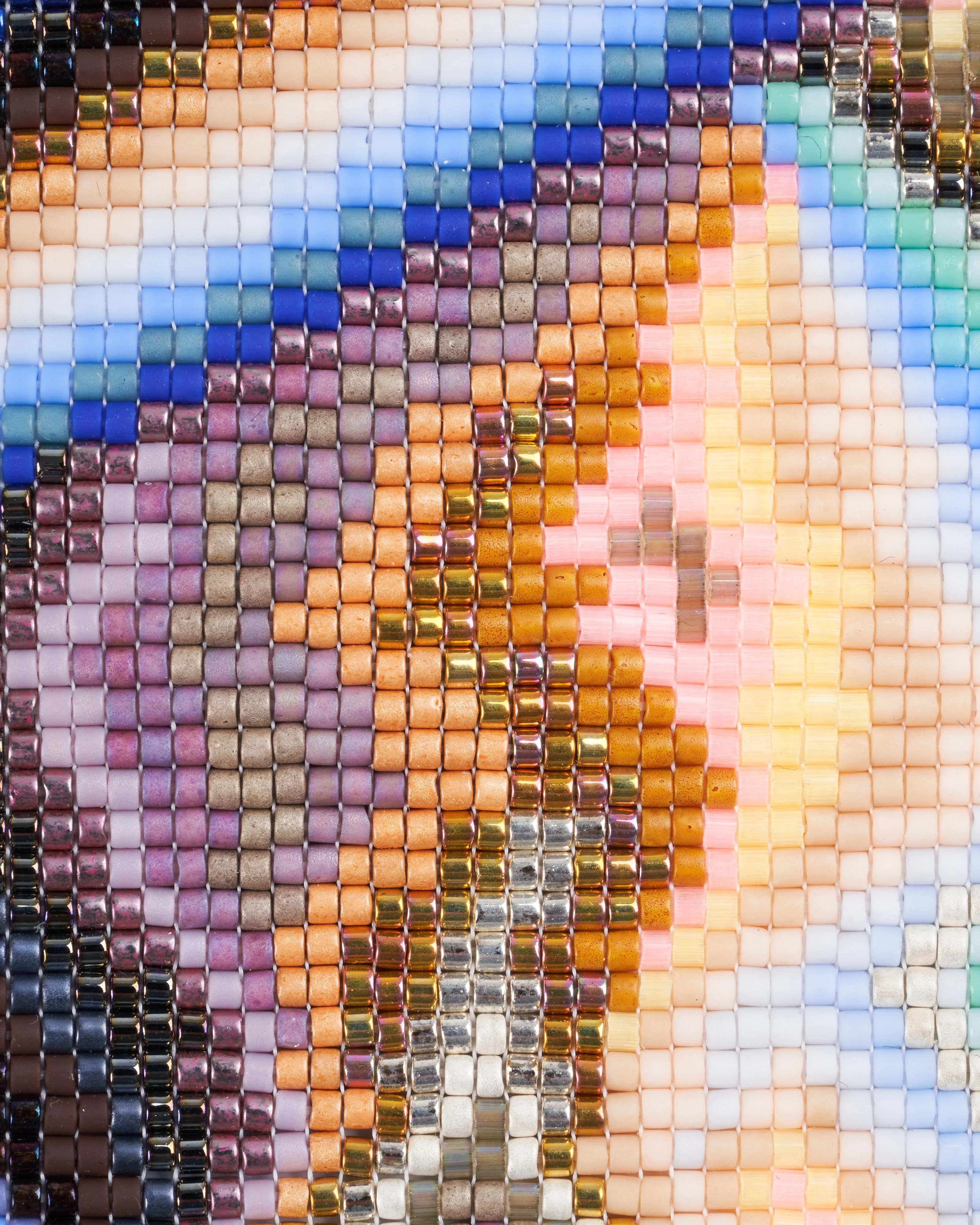 1 7/8" width handwoven beaded bracelet - multi - Image 4