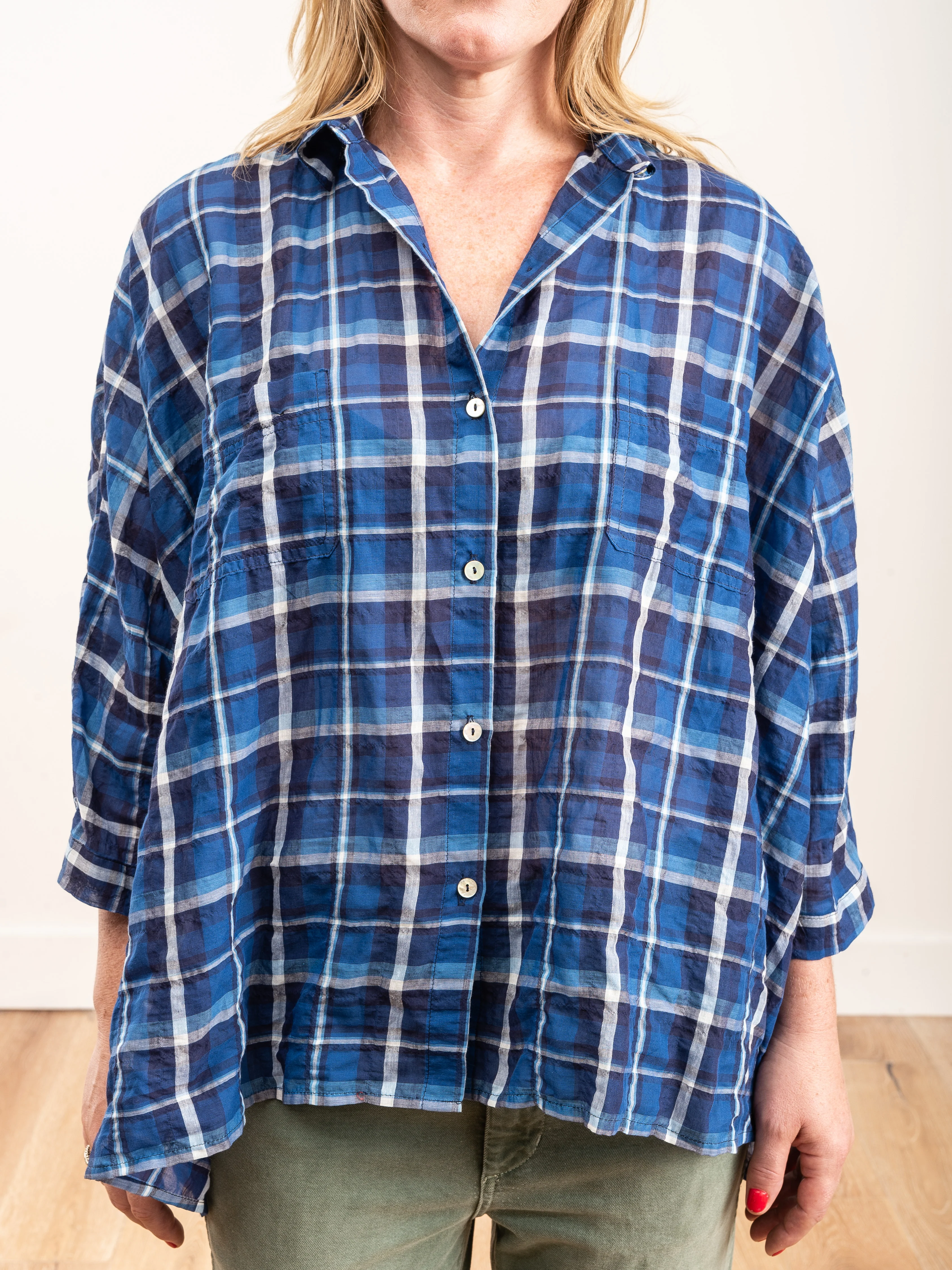 camp shirt - navy plaid - Image 4
