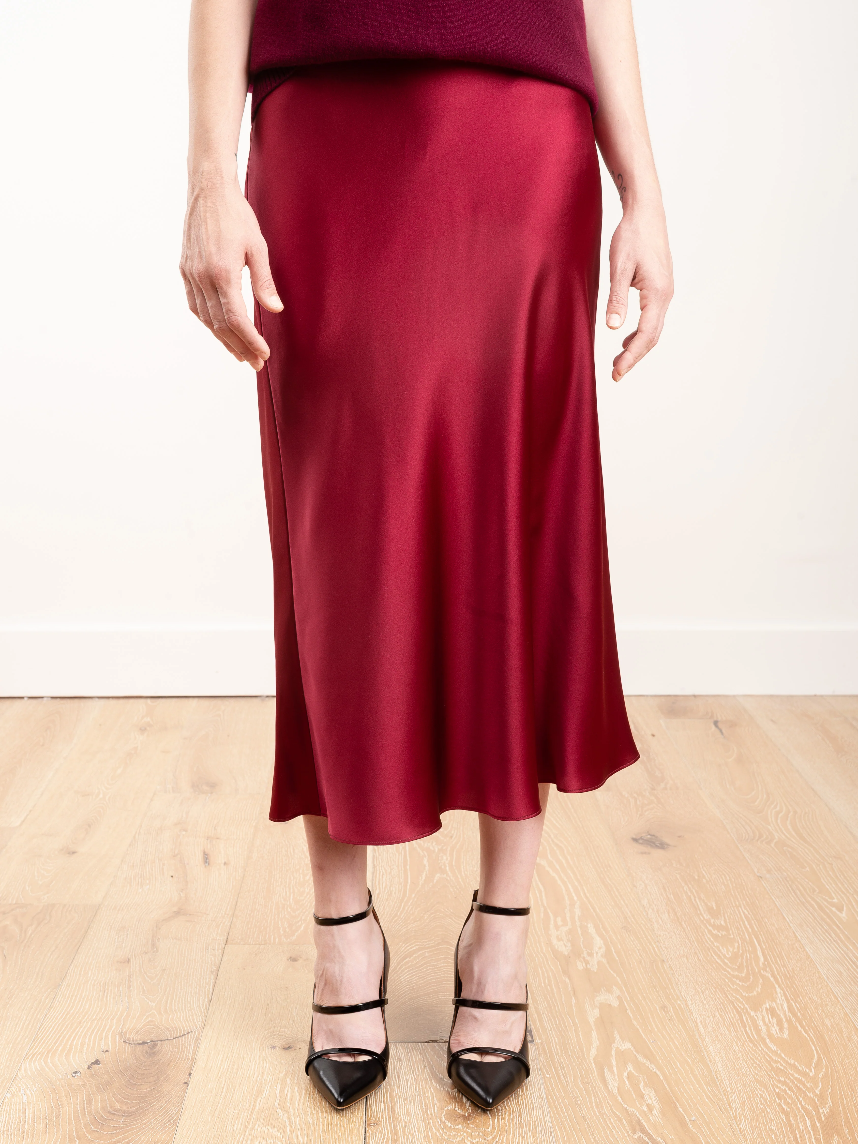 bias silk skirt - bordeaux