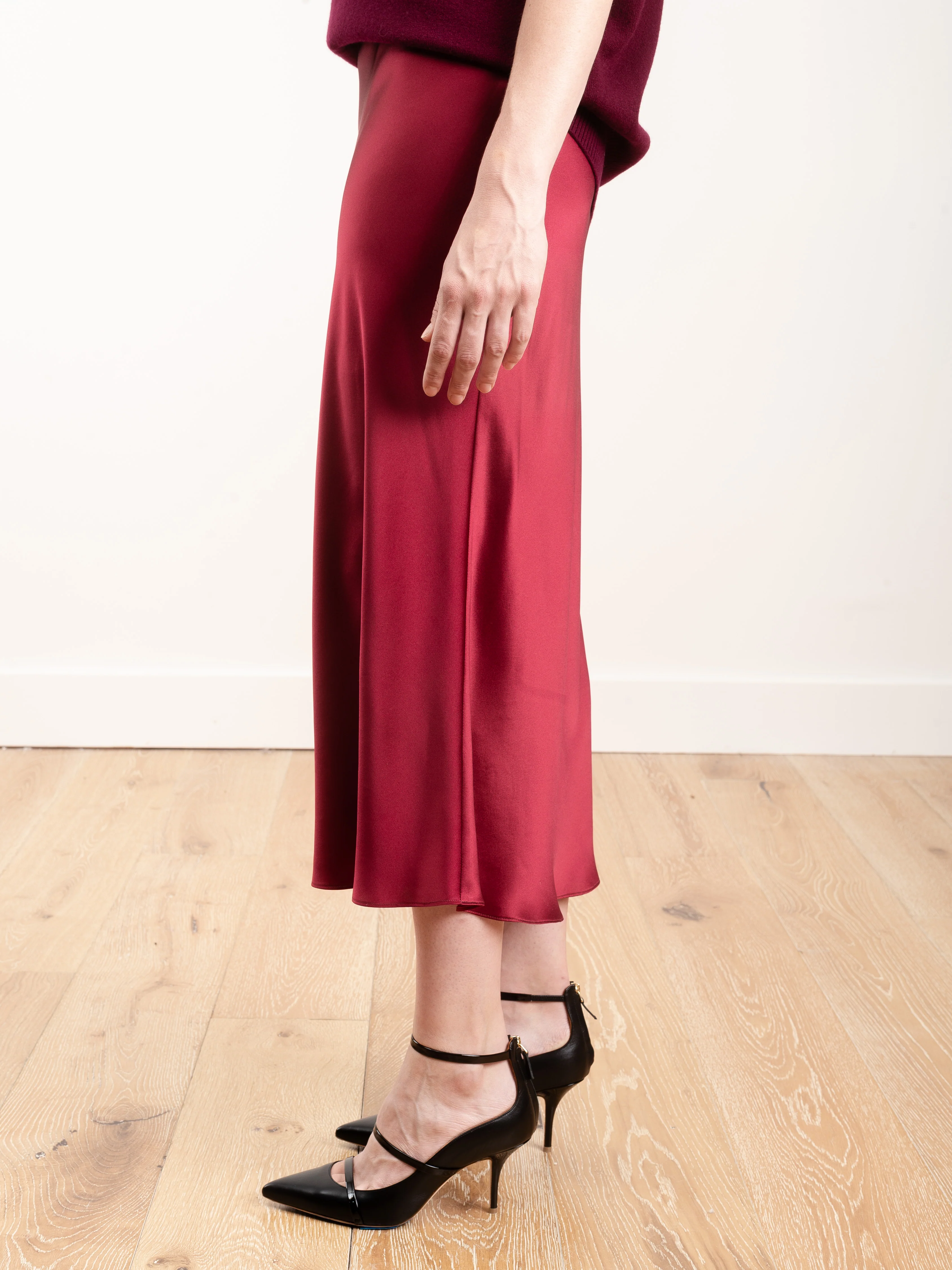 bias silk skirt - bordeaux - Image 2