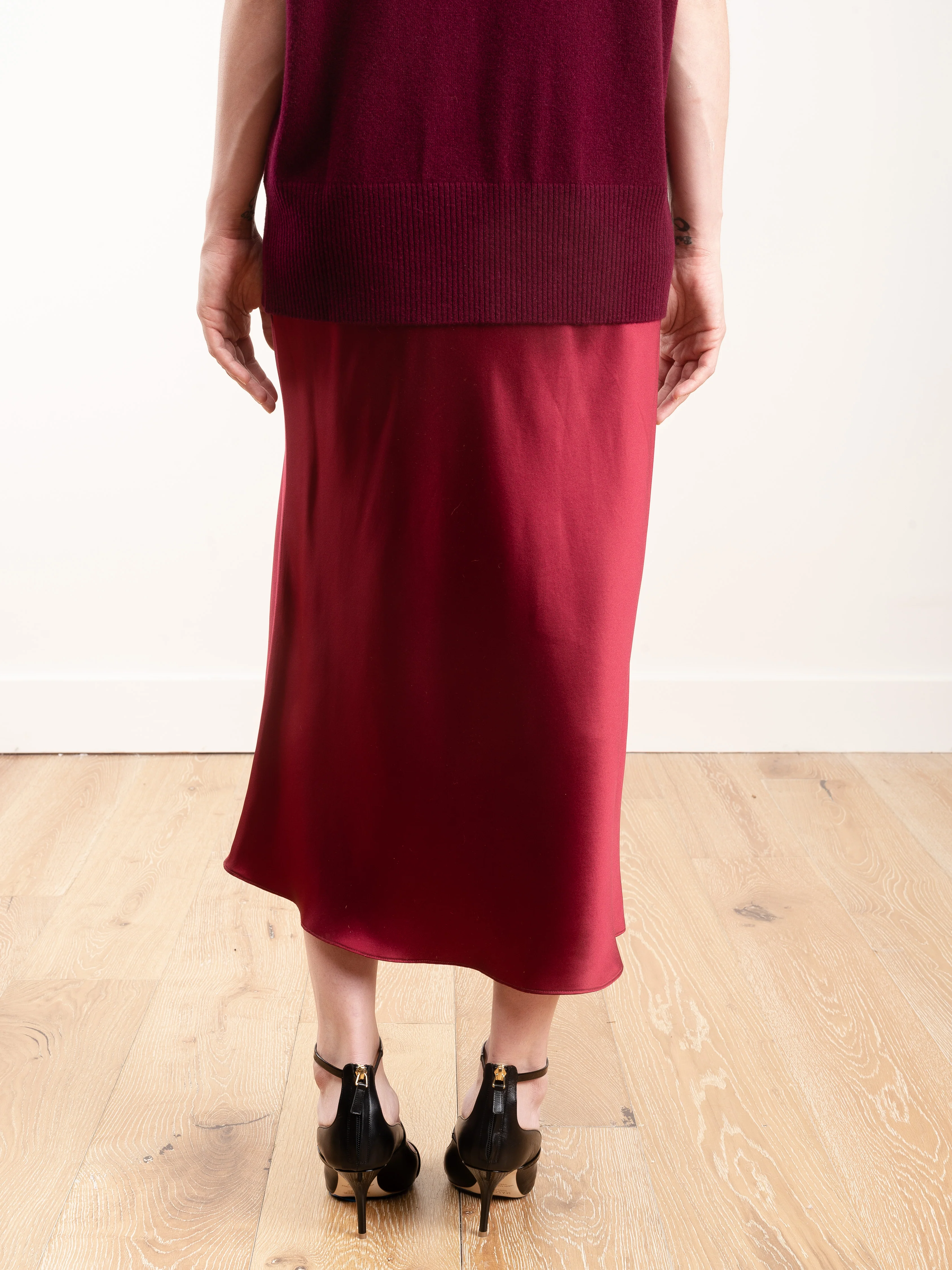 bias silk skirt - bordeaux - Image 3