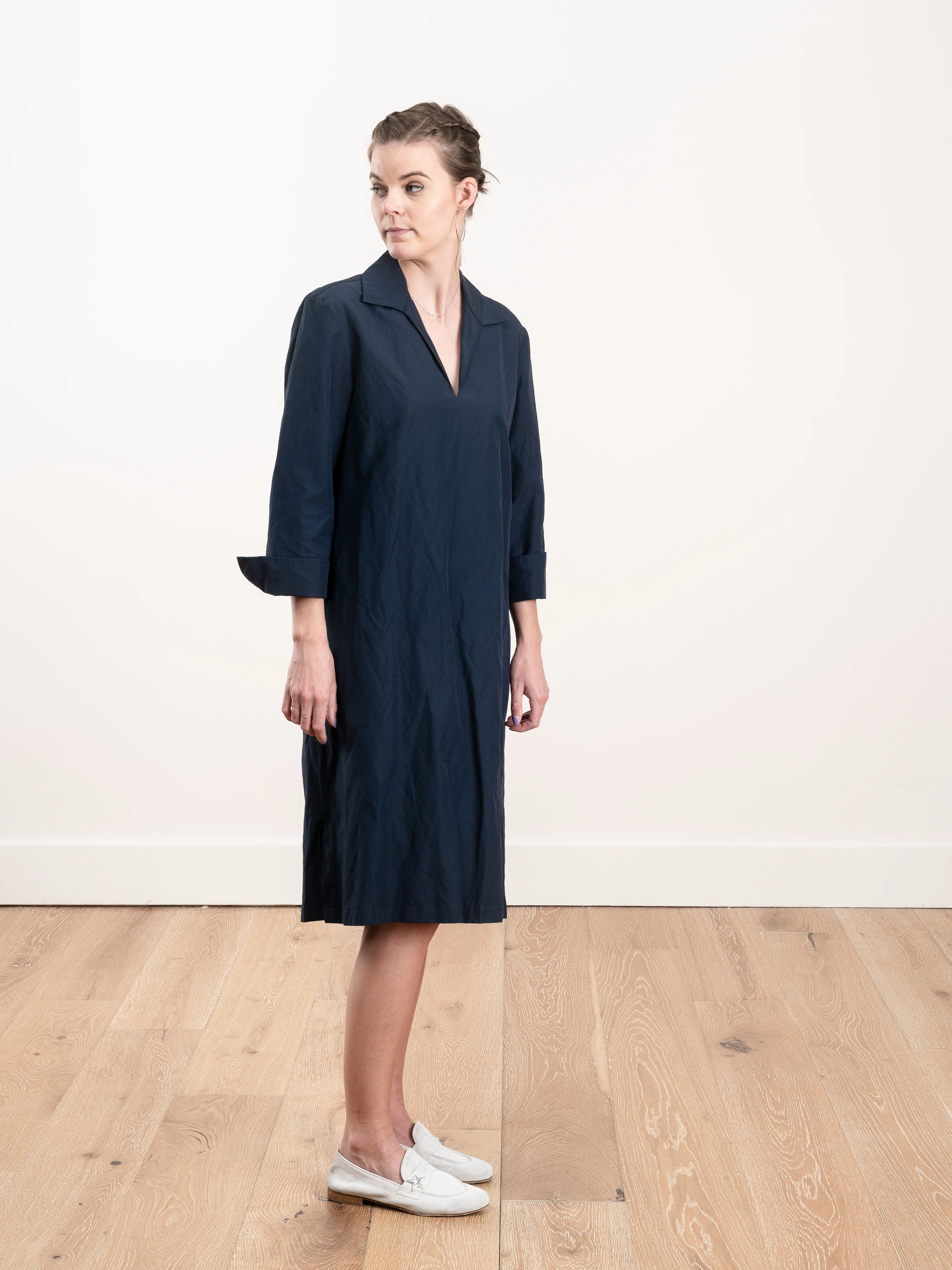 v-neck dress - navy - Image 3