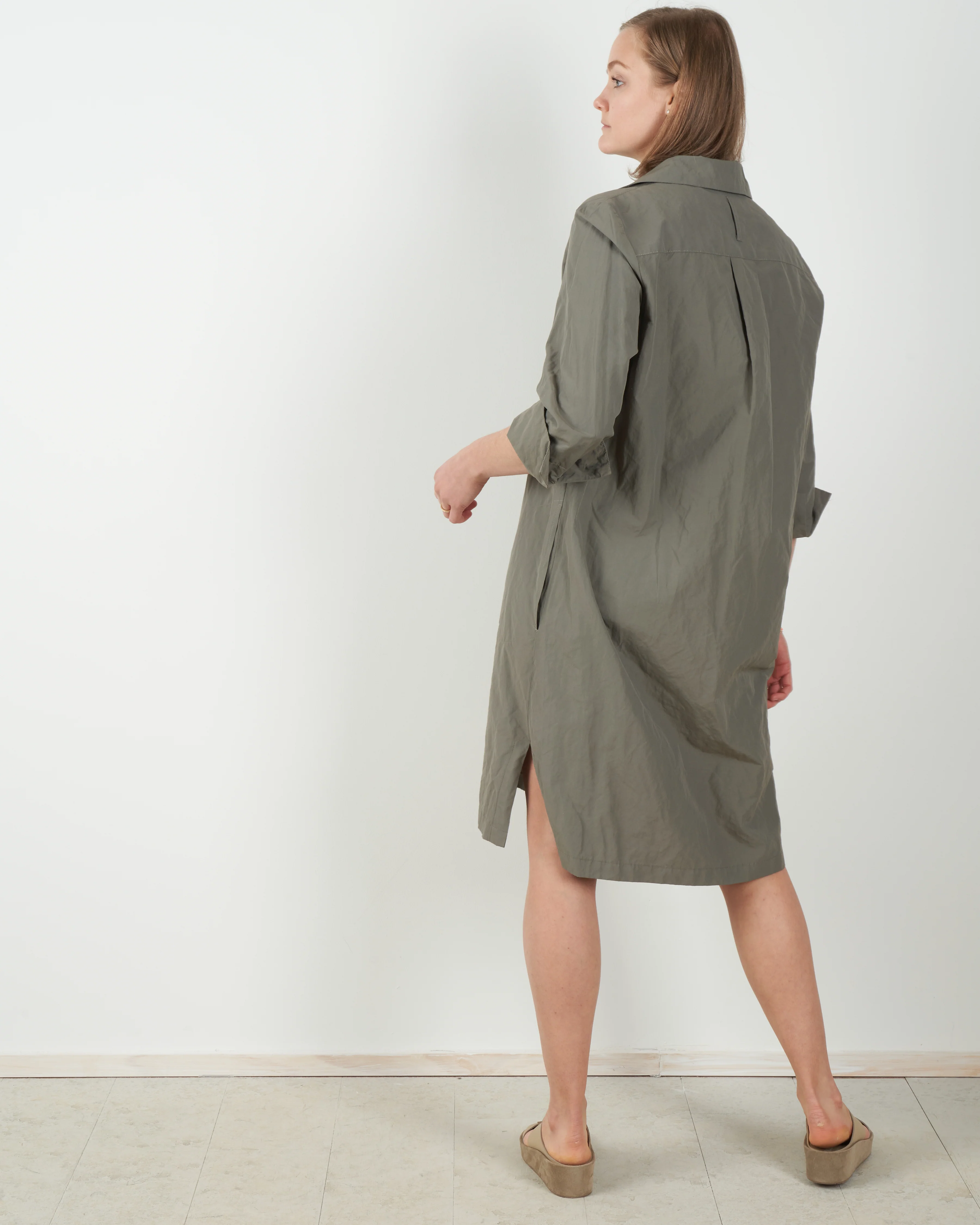 v-neck dress - olive - Image 4