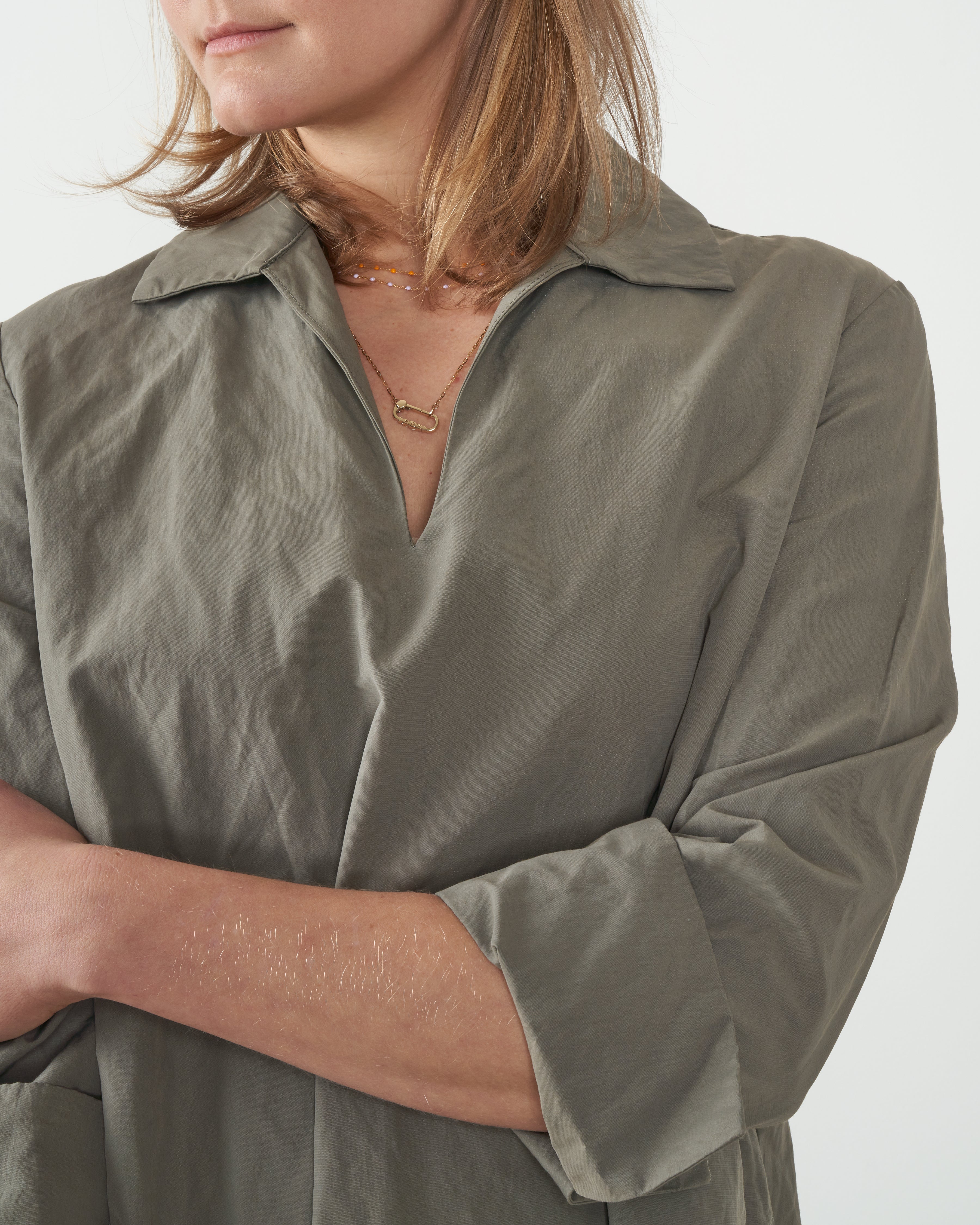 v-neck dress - olive - Image 5