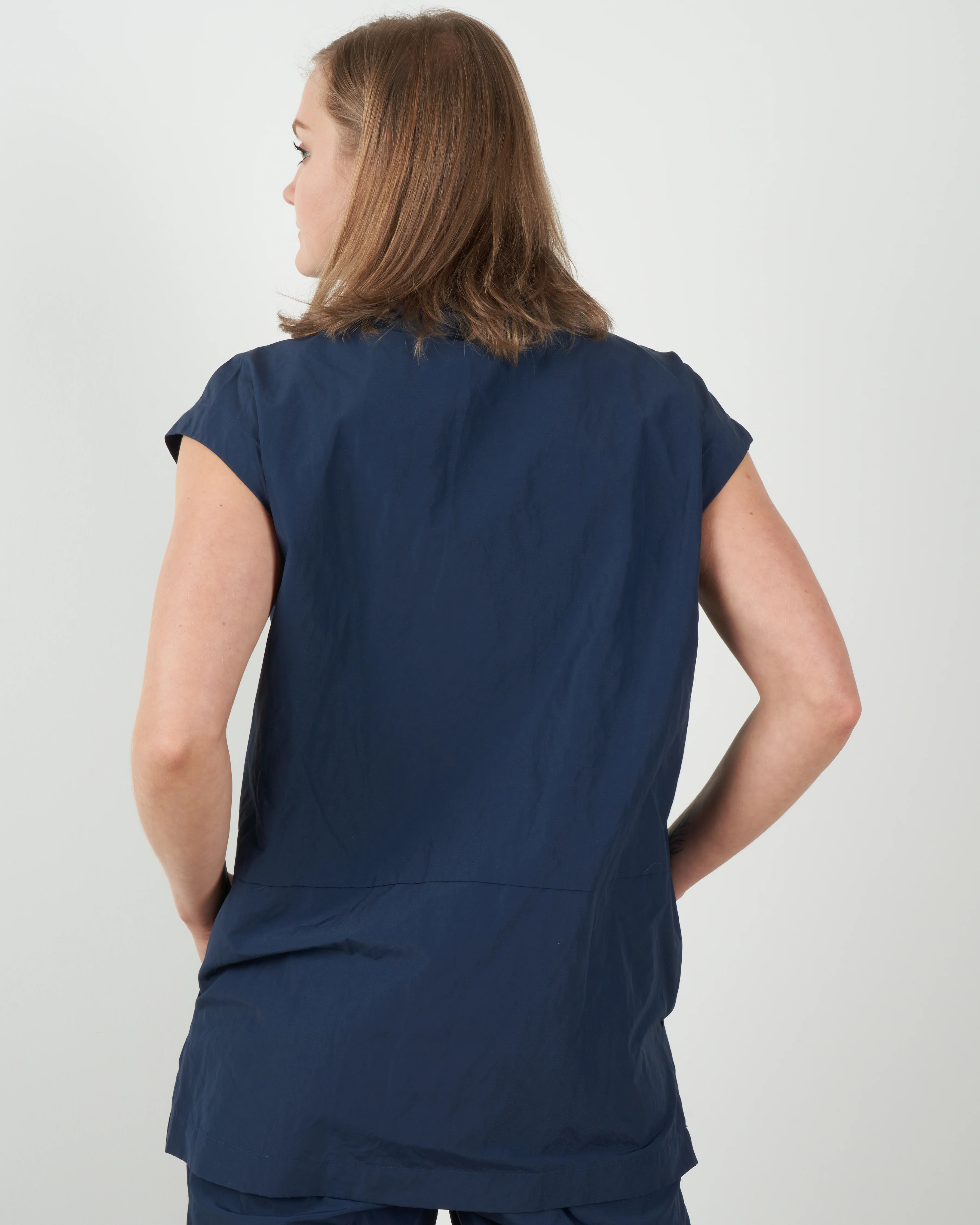drawstring pullover top - navy - Image 3