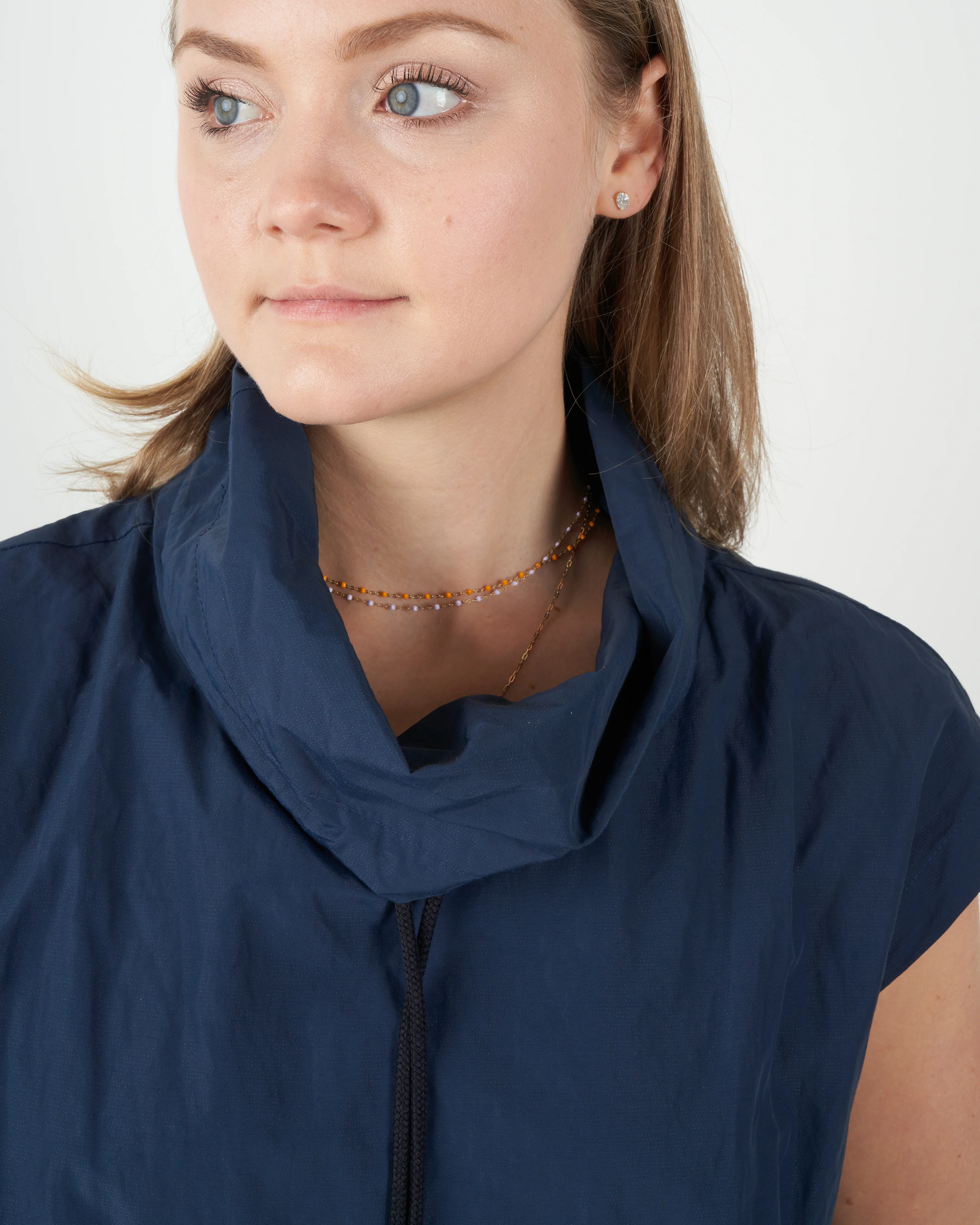 drawstring pullover top - navy - Image 5