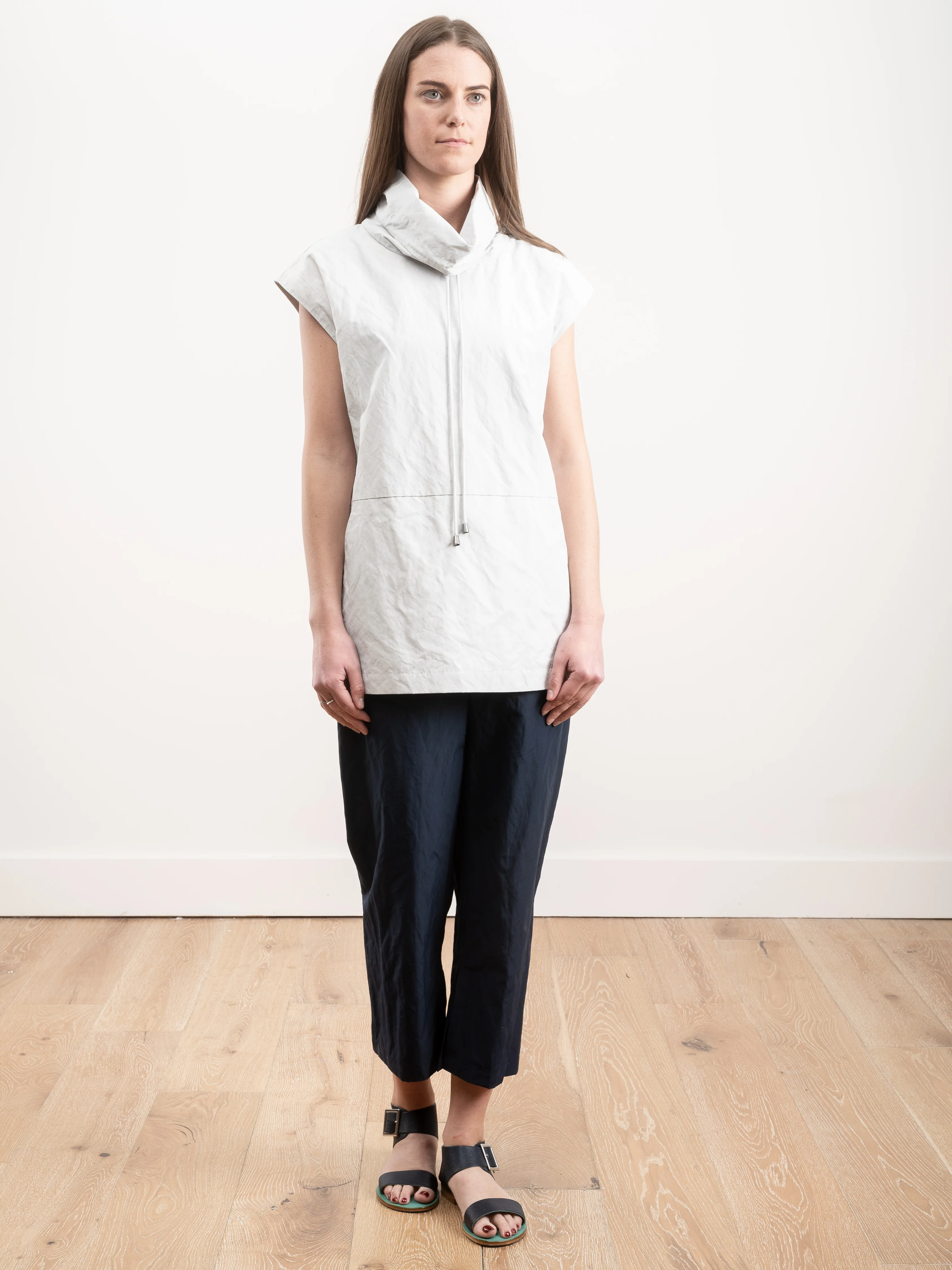 drawstring pullover top - stone