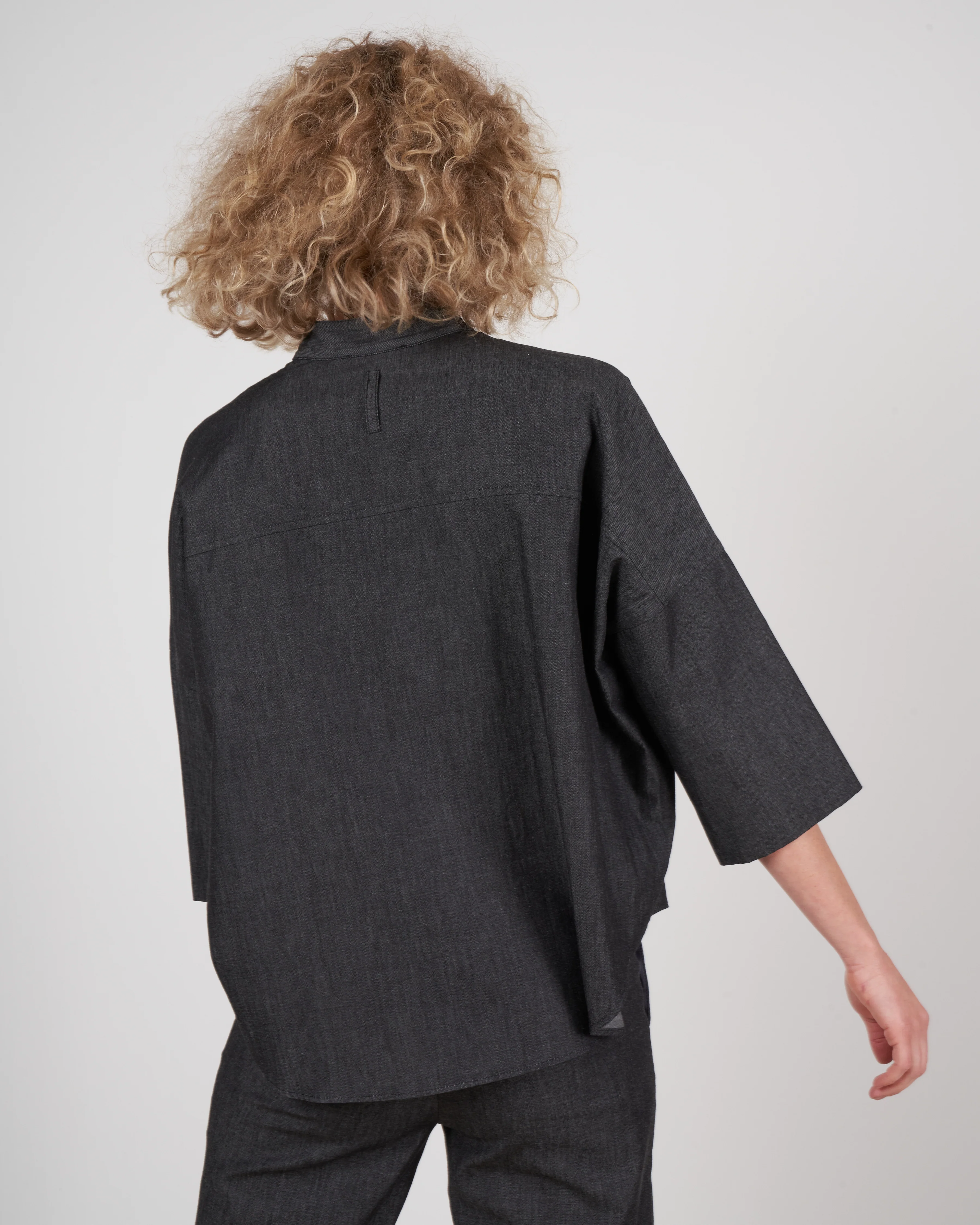 drop shoulder top - dark denim - Image 4