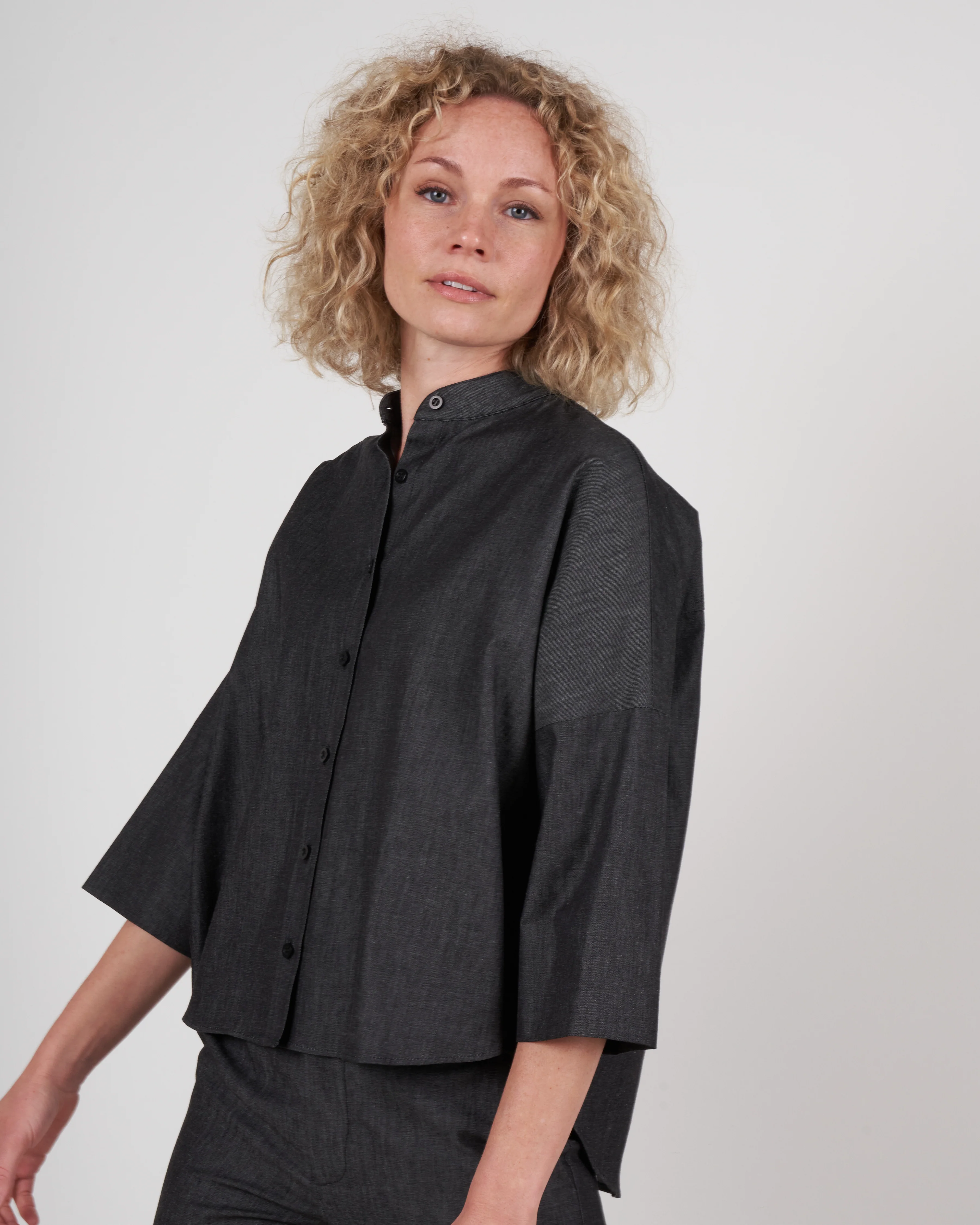 drop shoulder top - dark denim - Image 5