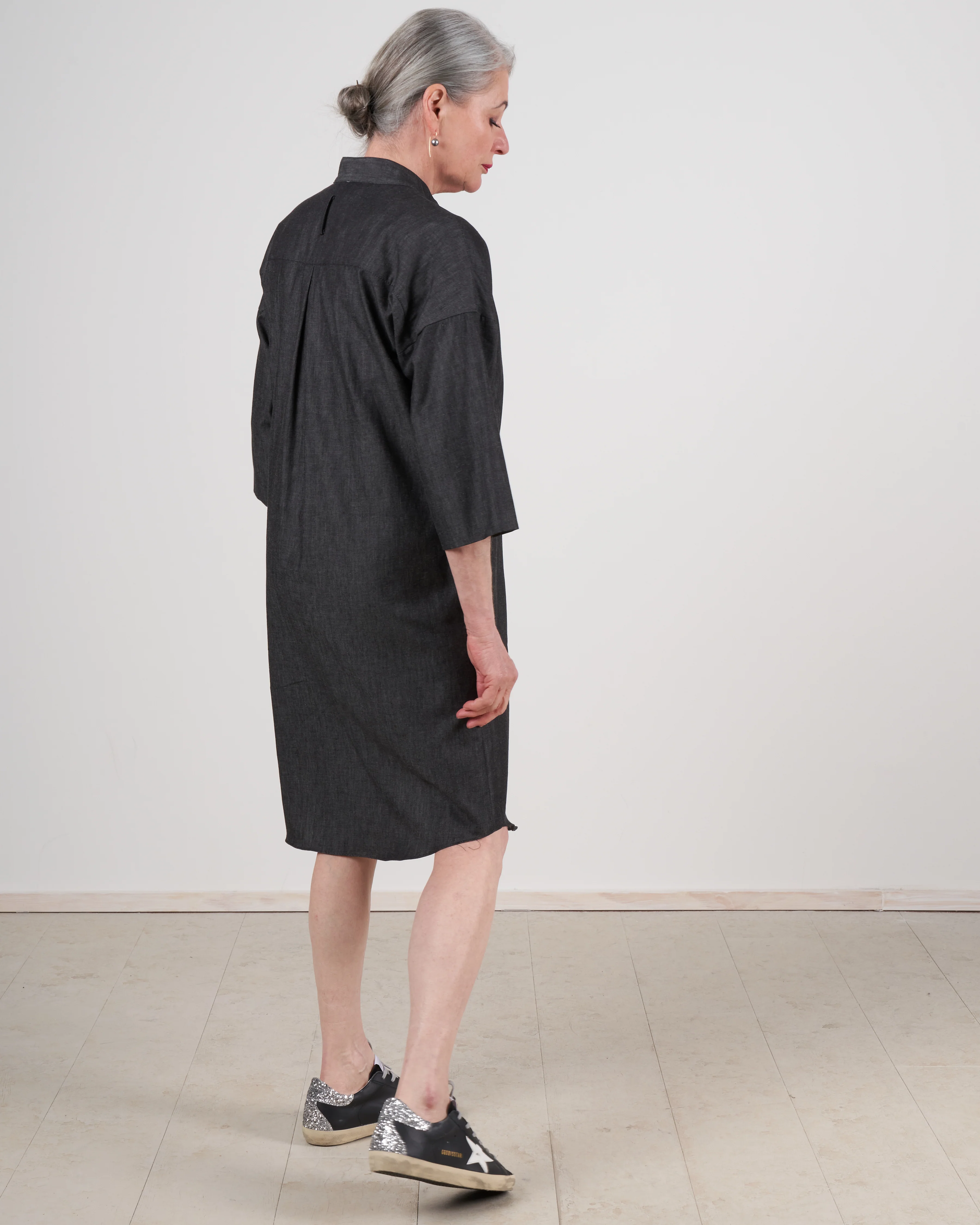 drop sleeve shirtdress - dark denim - Image 3