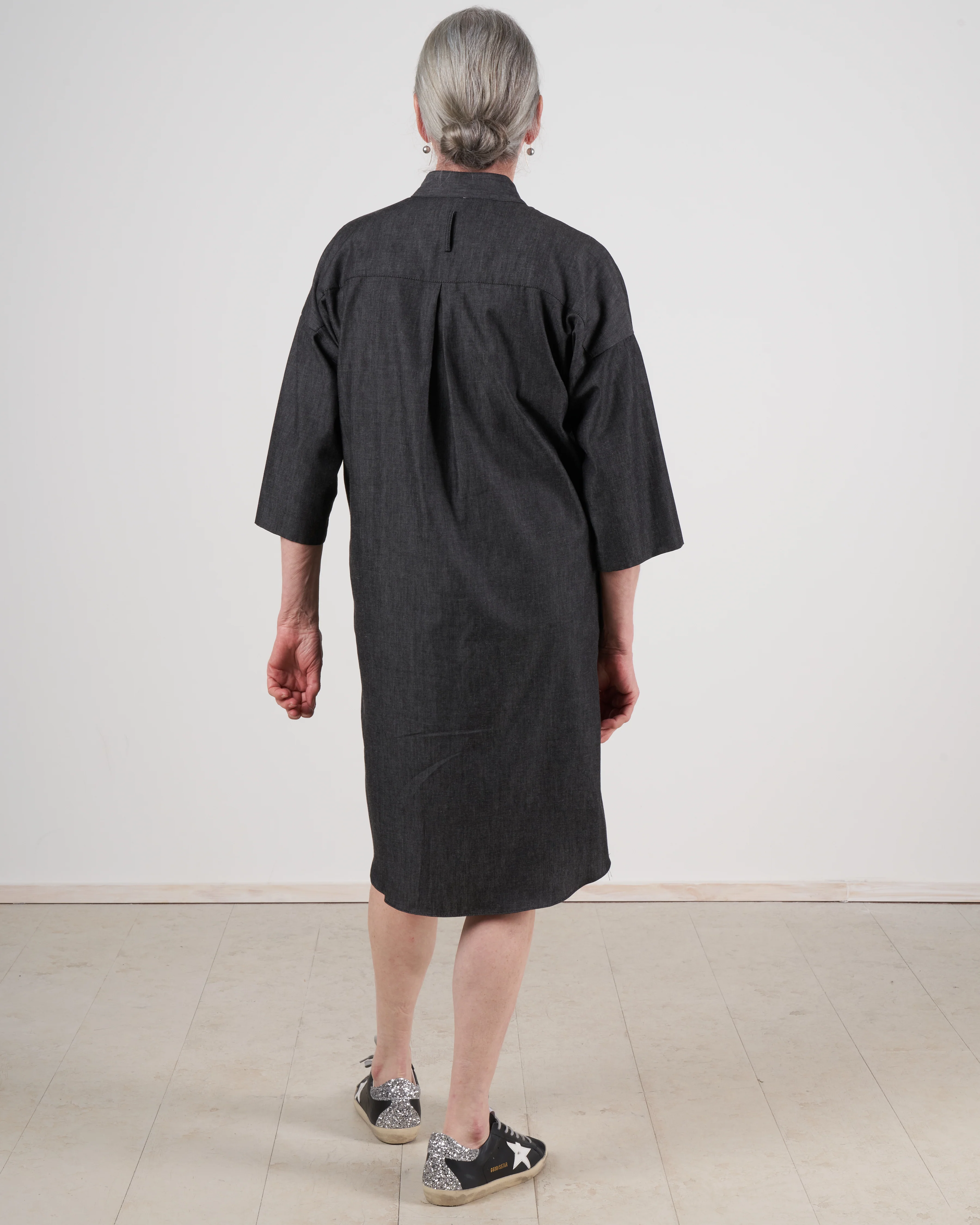 drop sleeve shirtdress - dark denim - Image 4