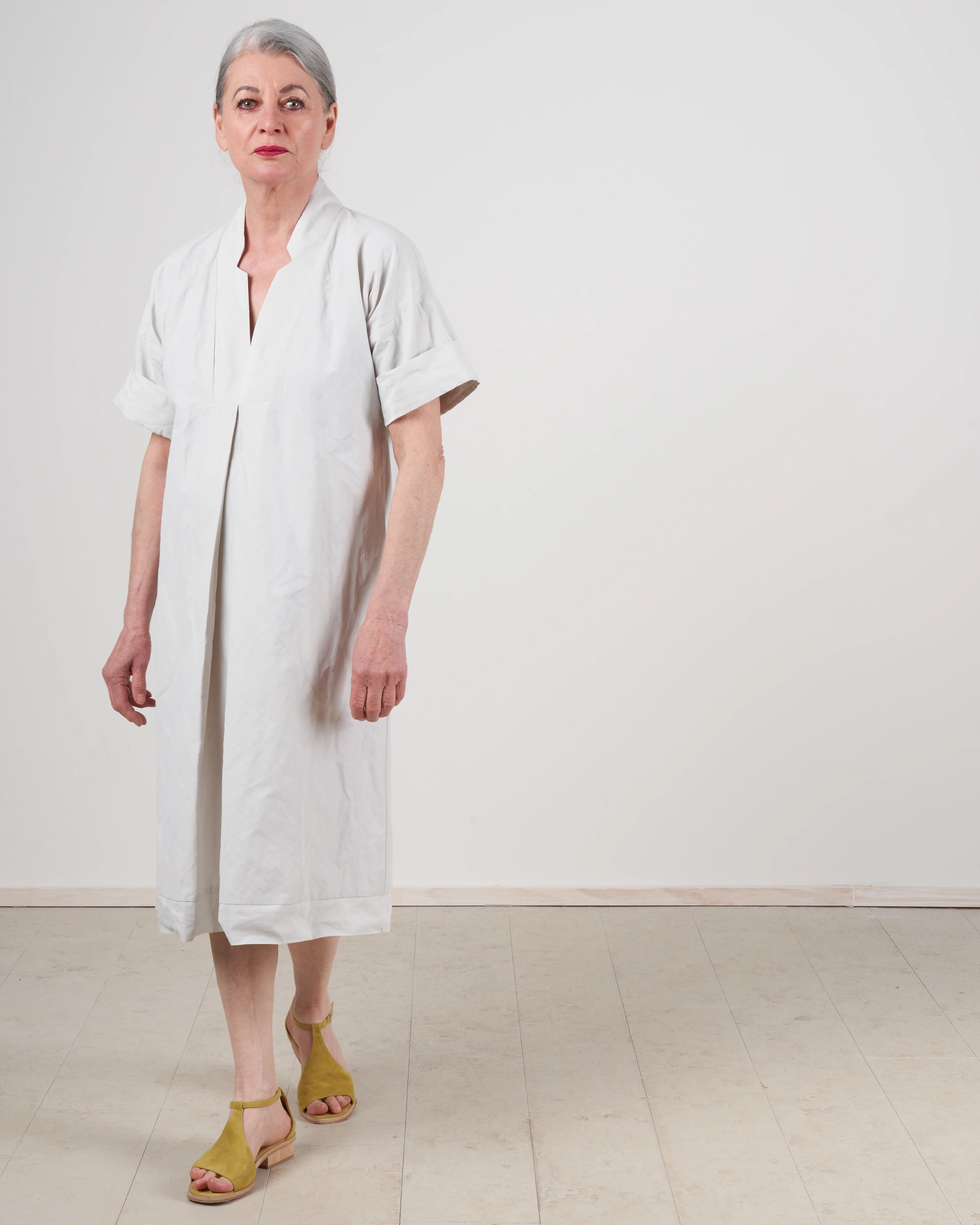 inox notch placket dress - stone - Image 3