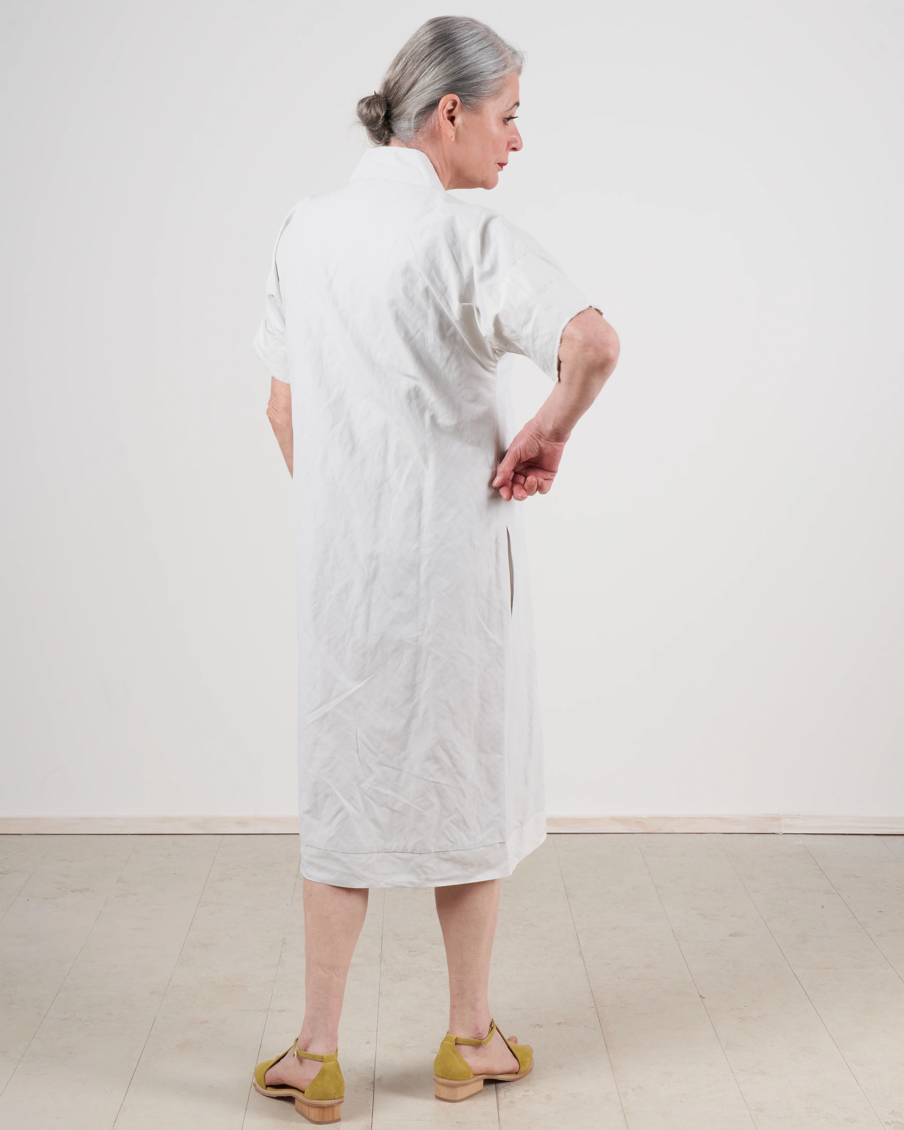 inox notch placket dress - stone - Image 4