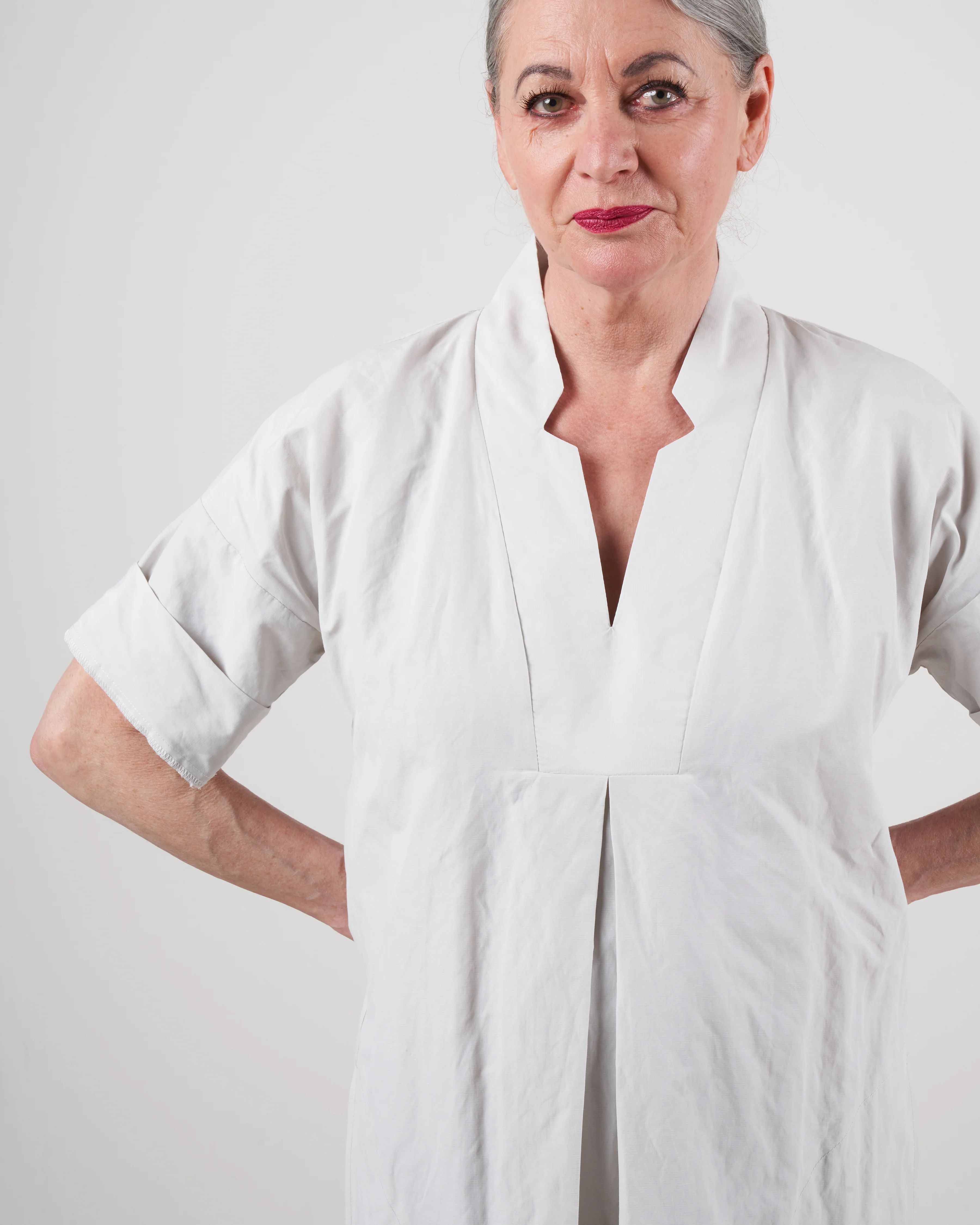inox notch placket dress - stone - Image 5