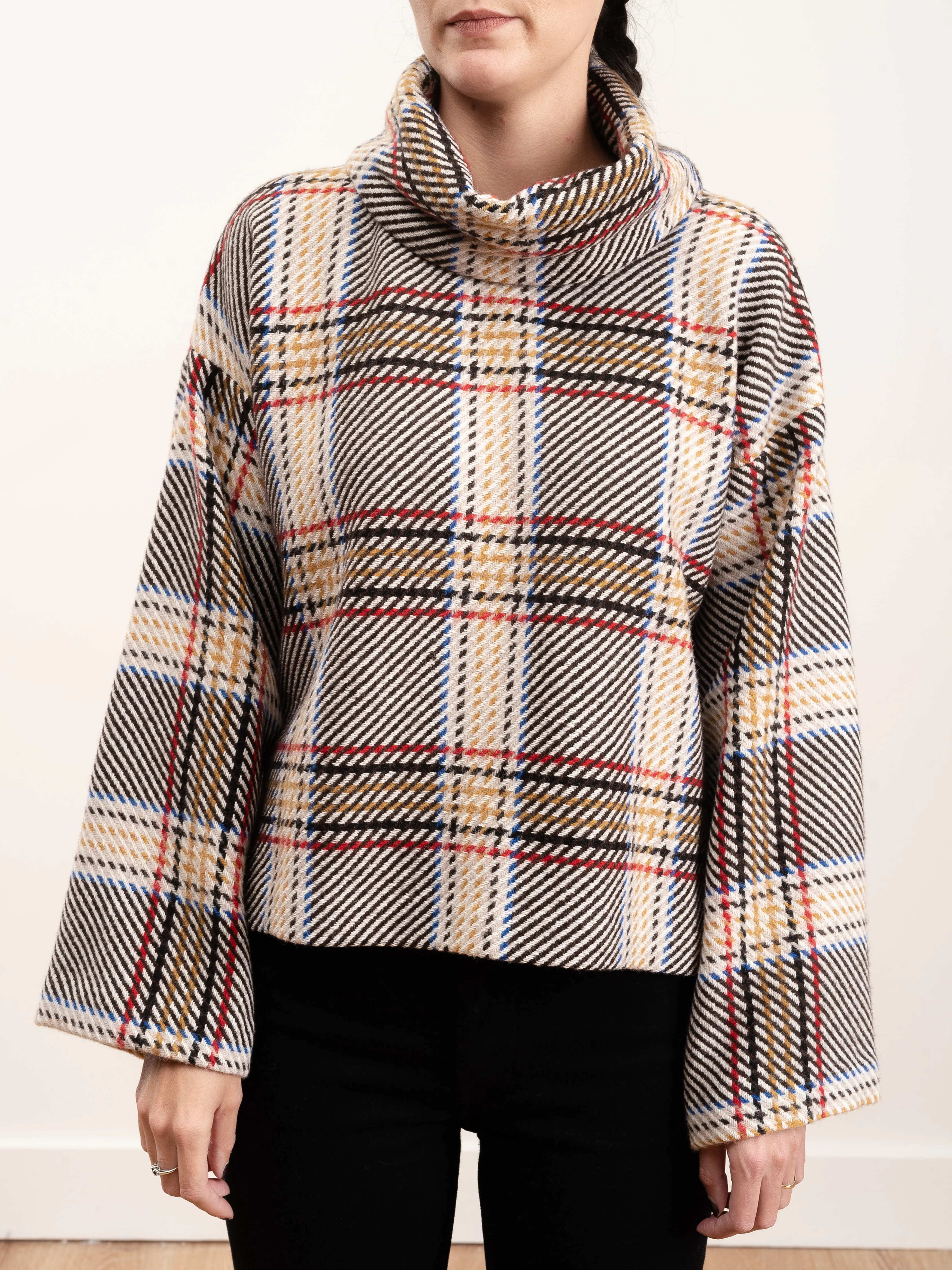 plaid cape sleeve turtleneck - Image 2