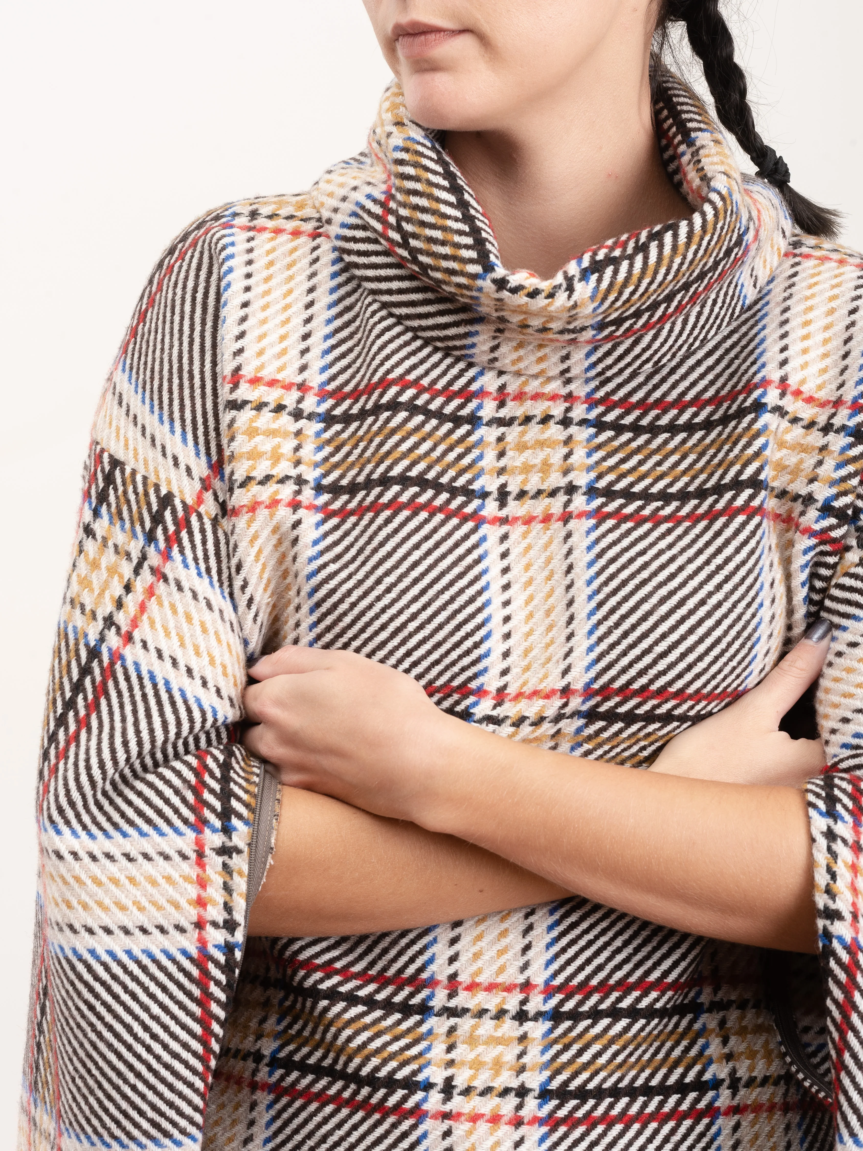 plaid cape sleeve turtleneck - Image 6