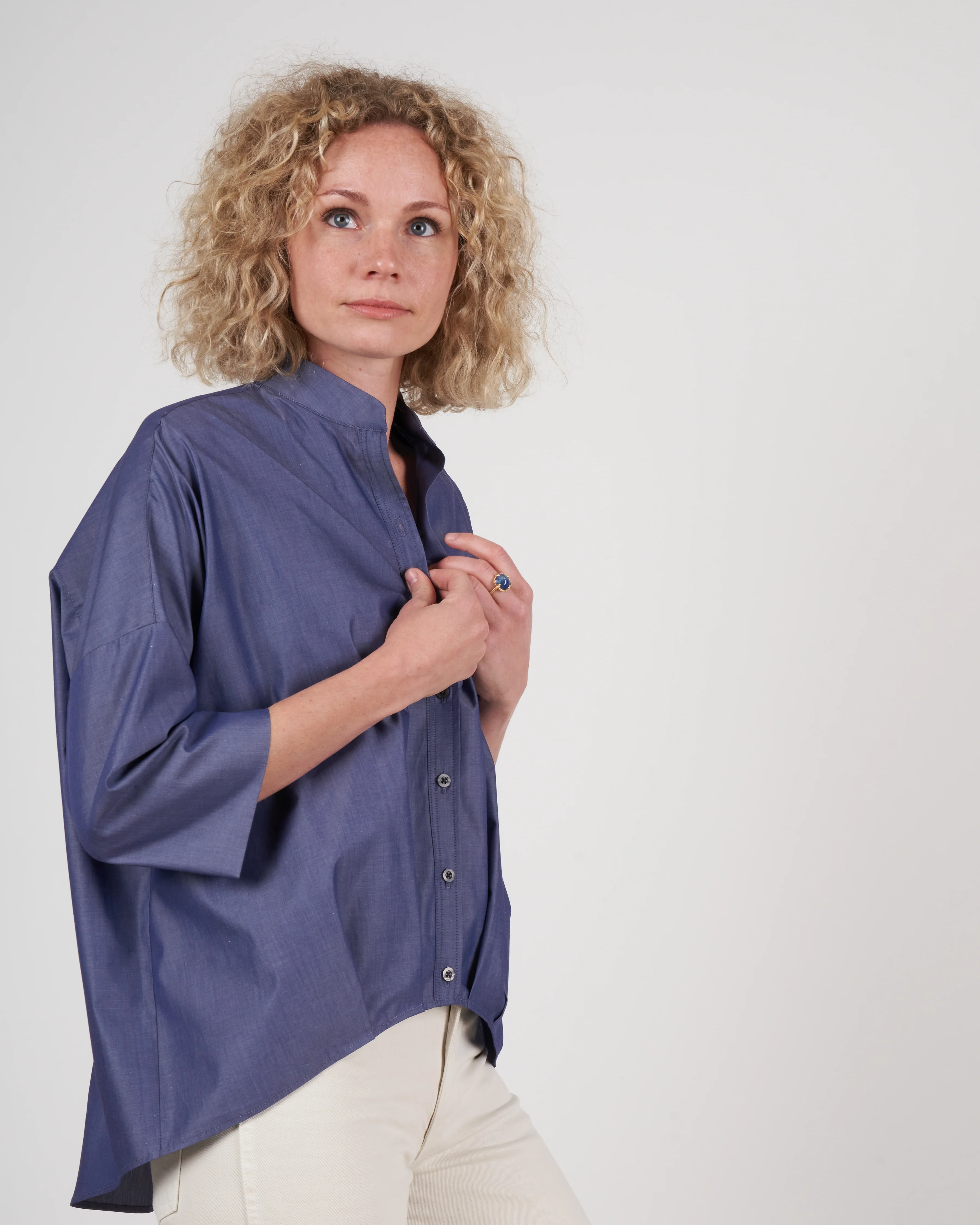 pleat hem kimono - indigo - Image 4