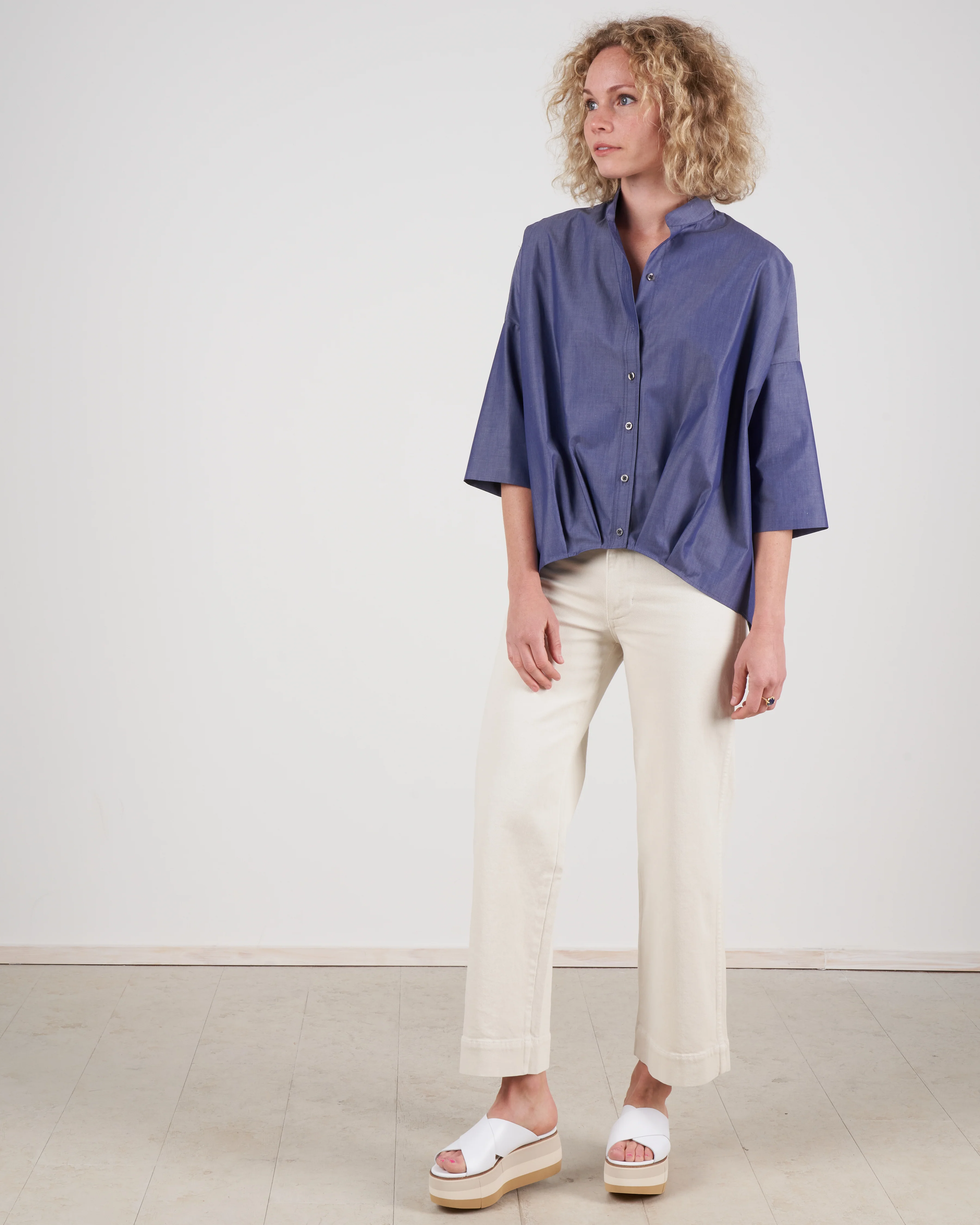 pleat hem kimono - indigo - Image 6