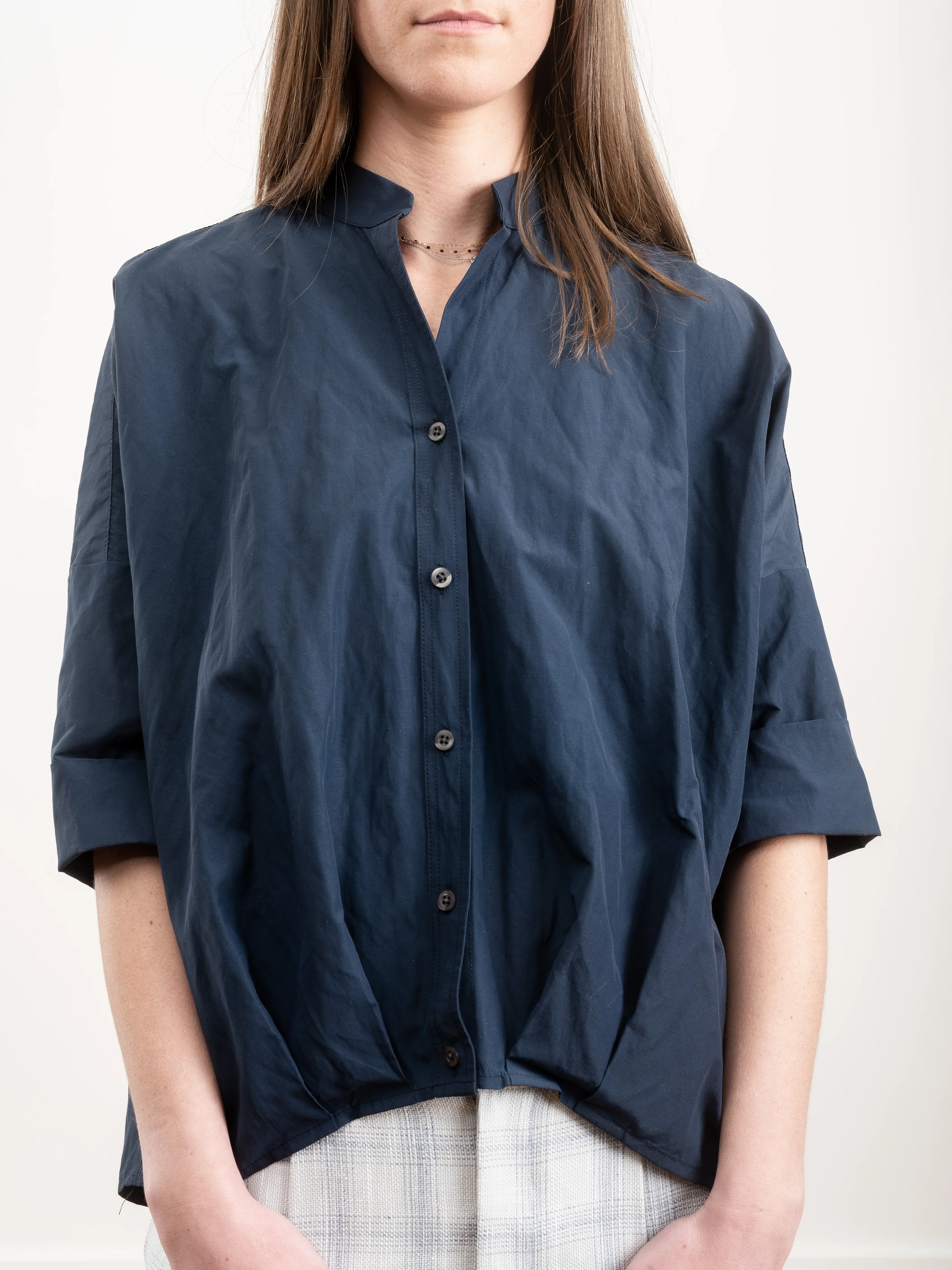 pleat hem kimono top - navy - Image 3