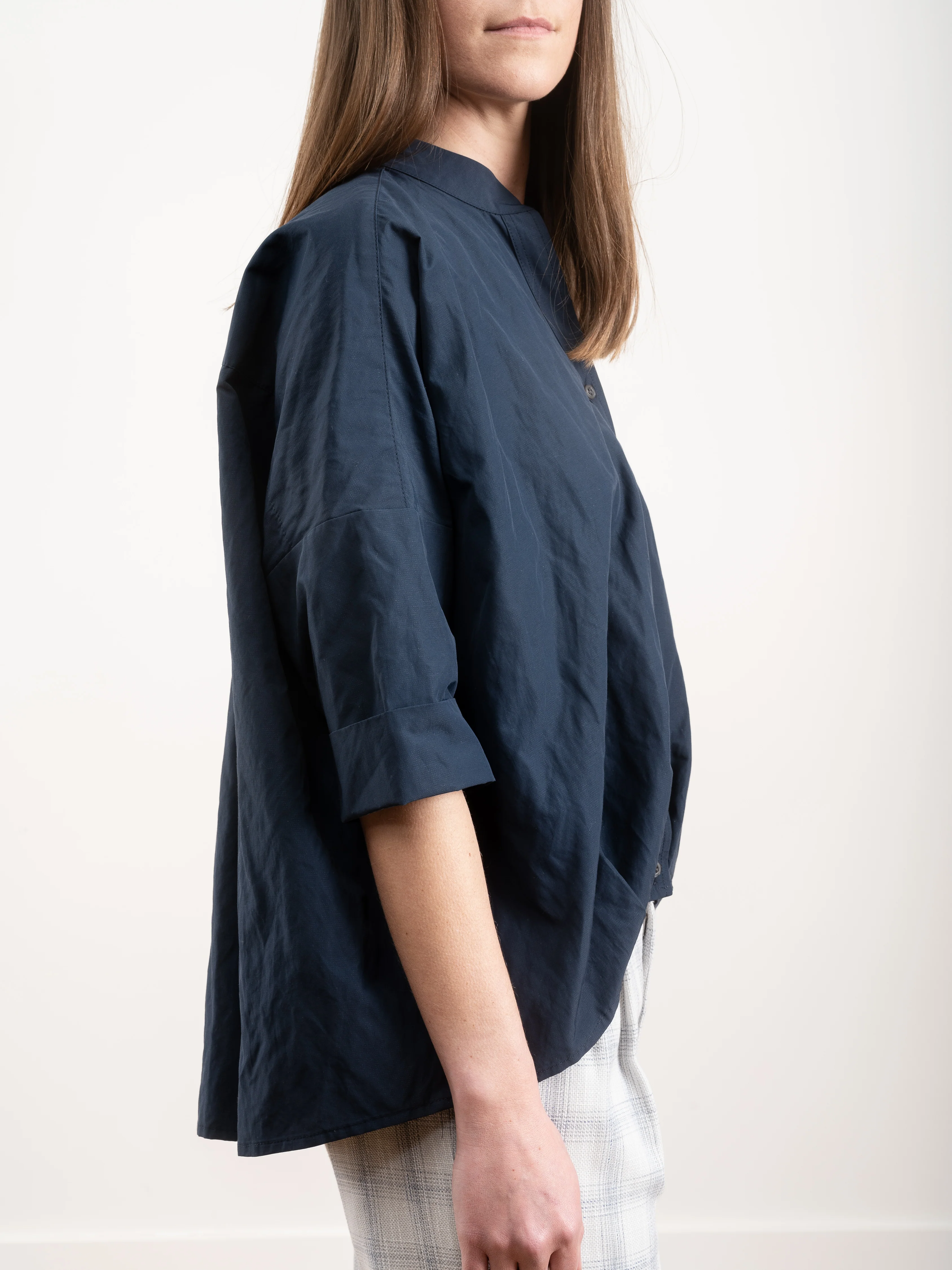 pleat hem kimono top - navy - Image 4