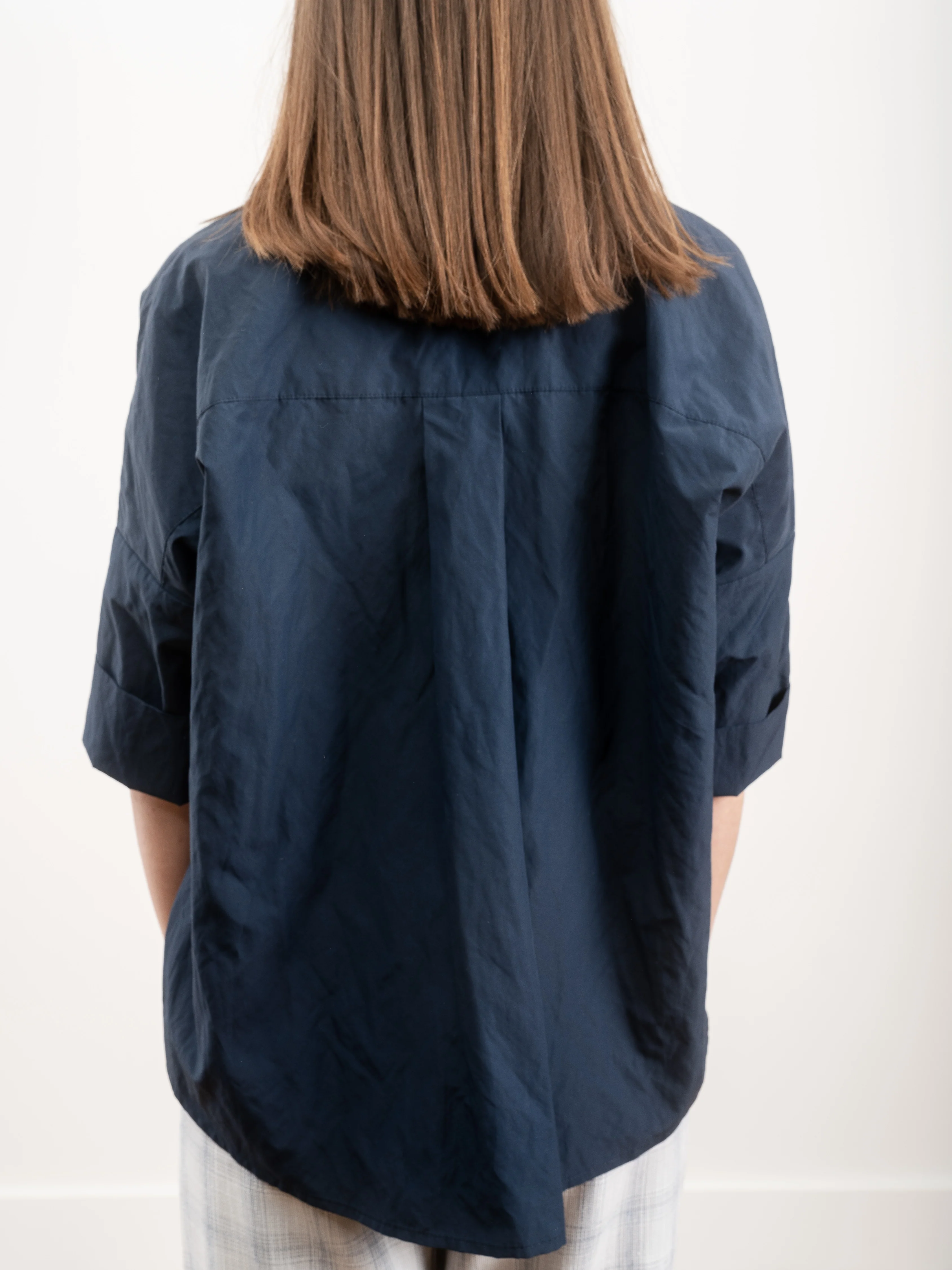 pleat hem kimono top - navy - Image 5