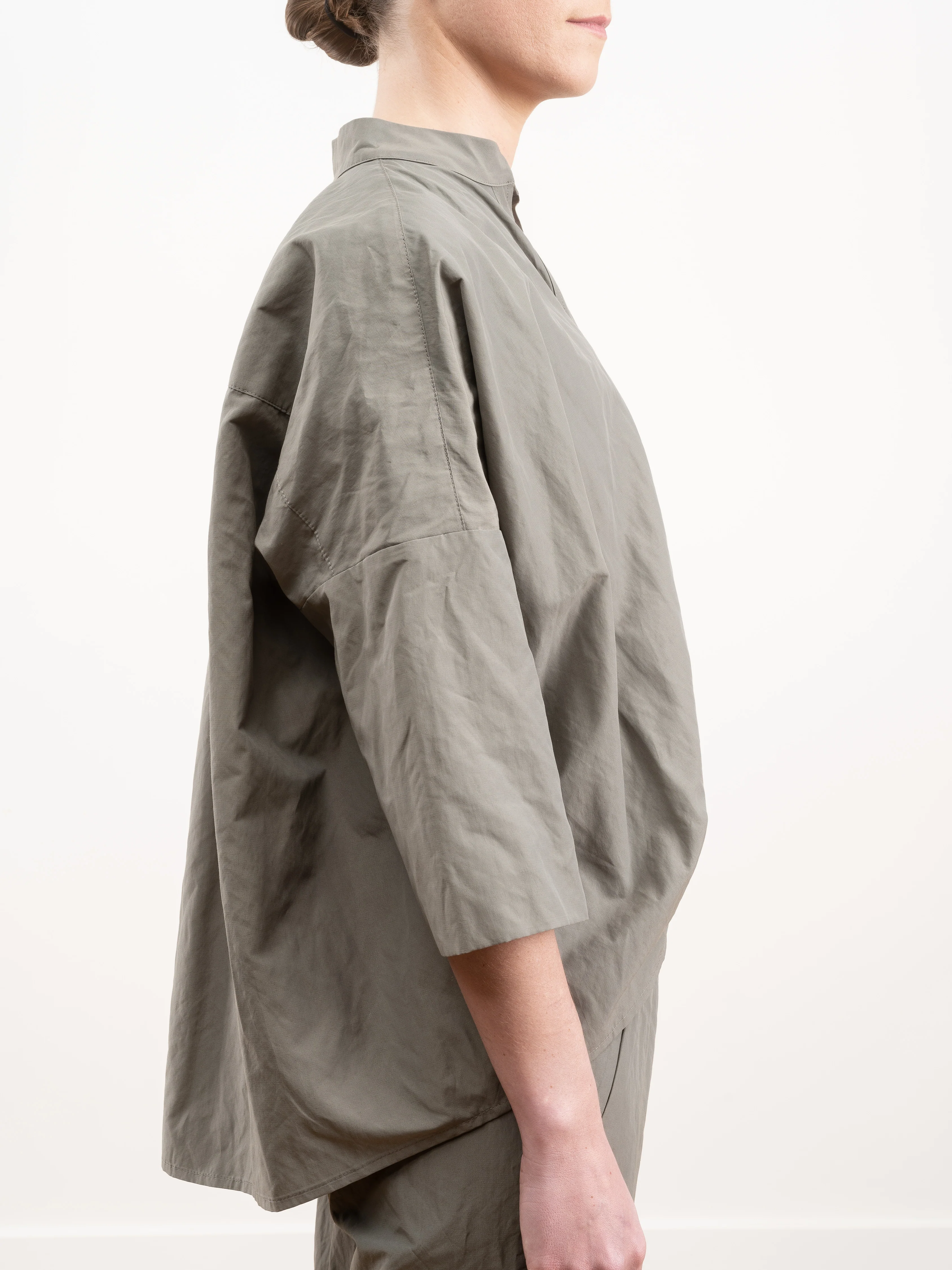 pleat hem kimono top - olive - Image 3