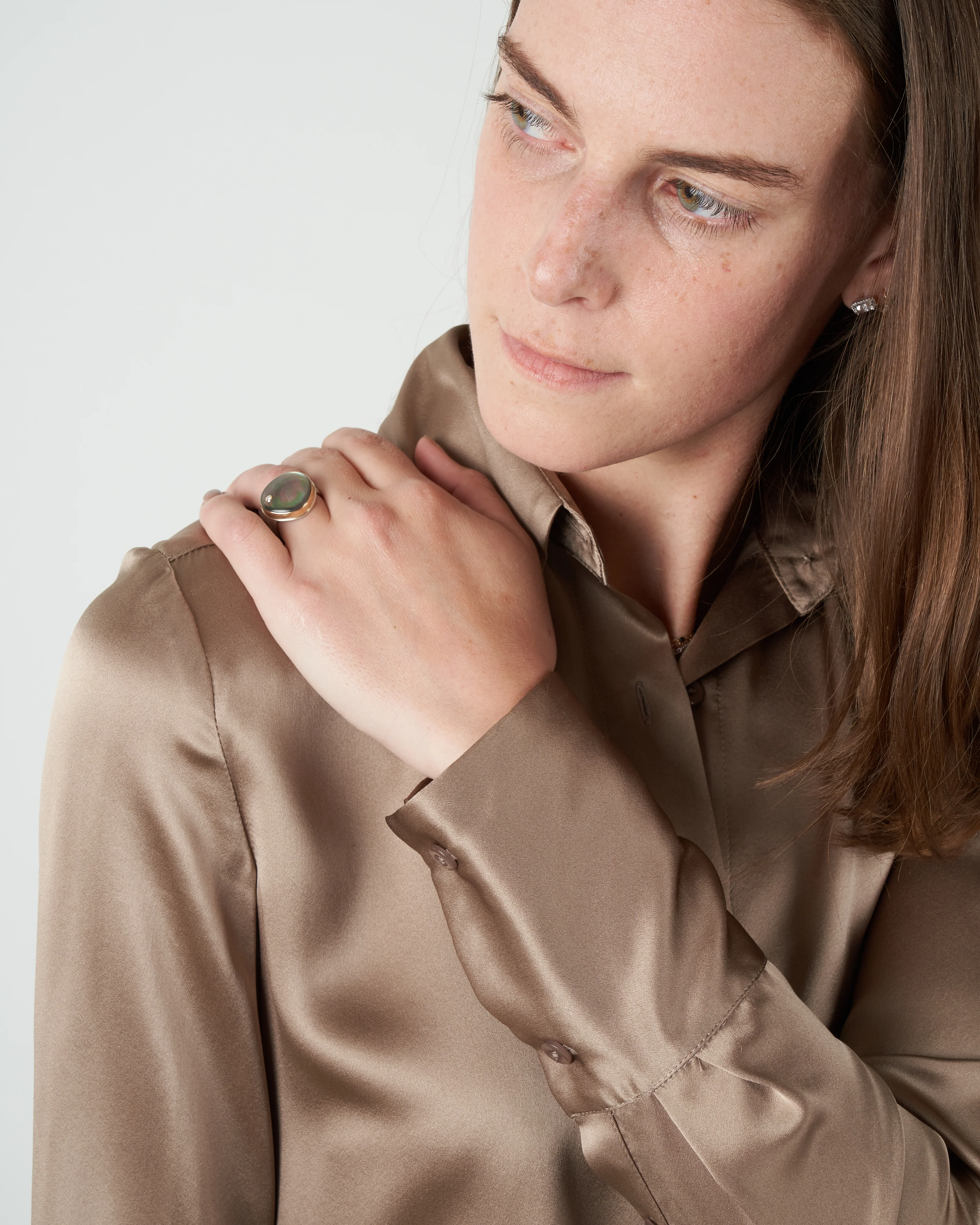 silk tailored blouse - champagne - Image 4