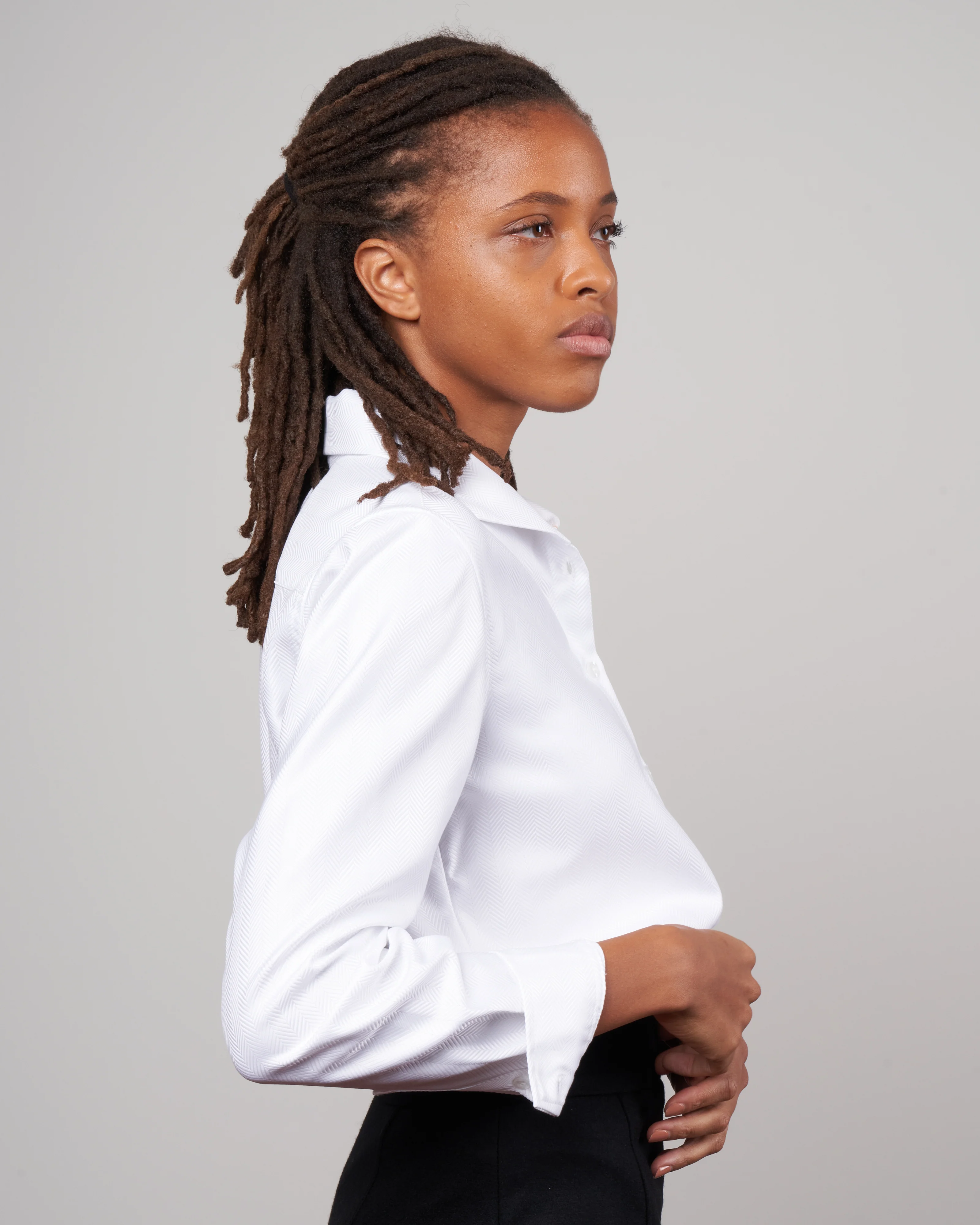 tailored ginna shirt - white herringbone - Image 2