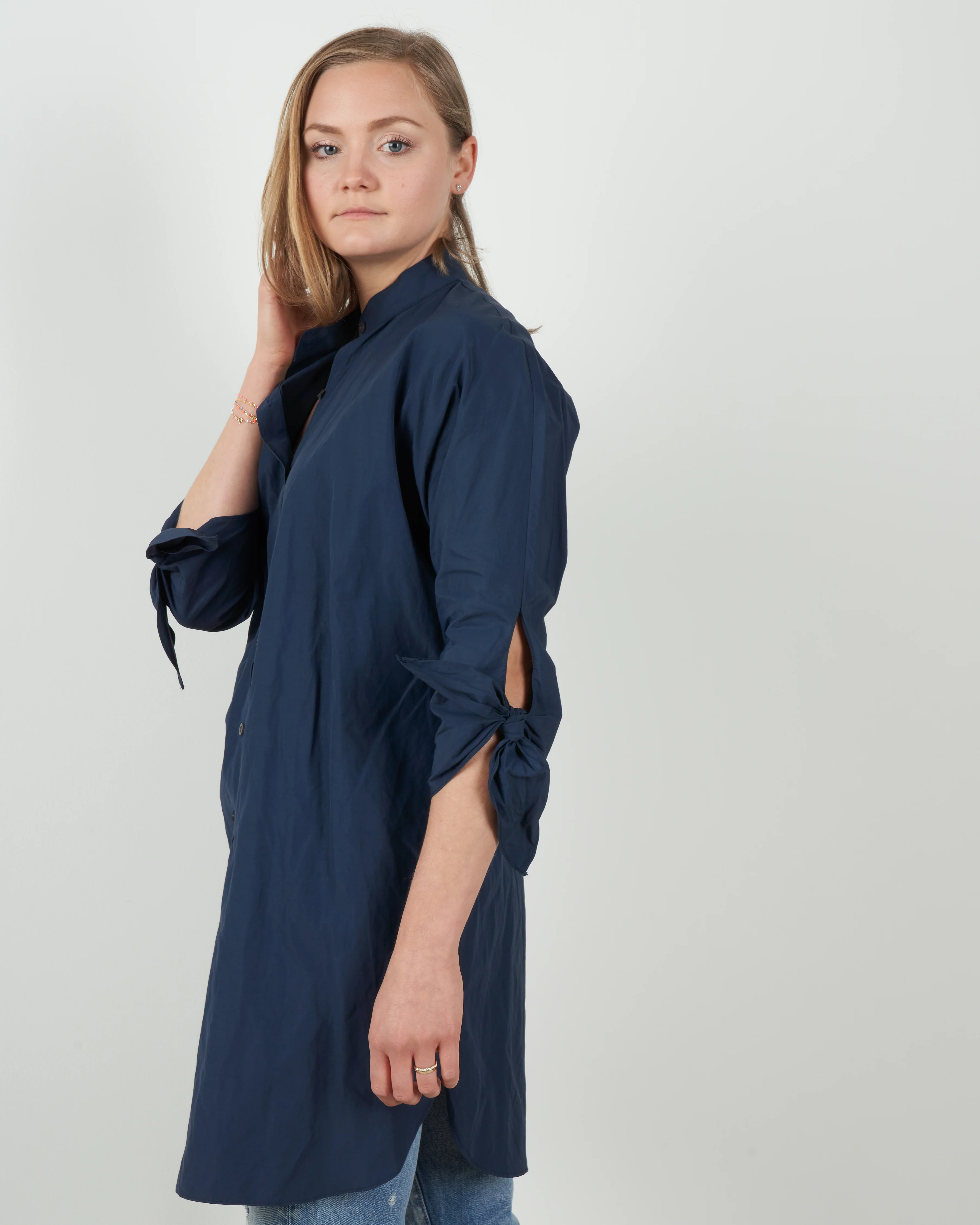 tie sleeve tunic - navy - Image 2