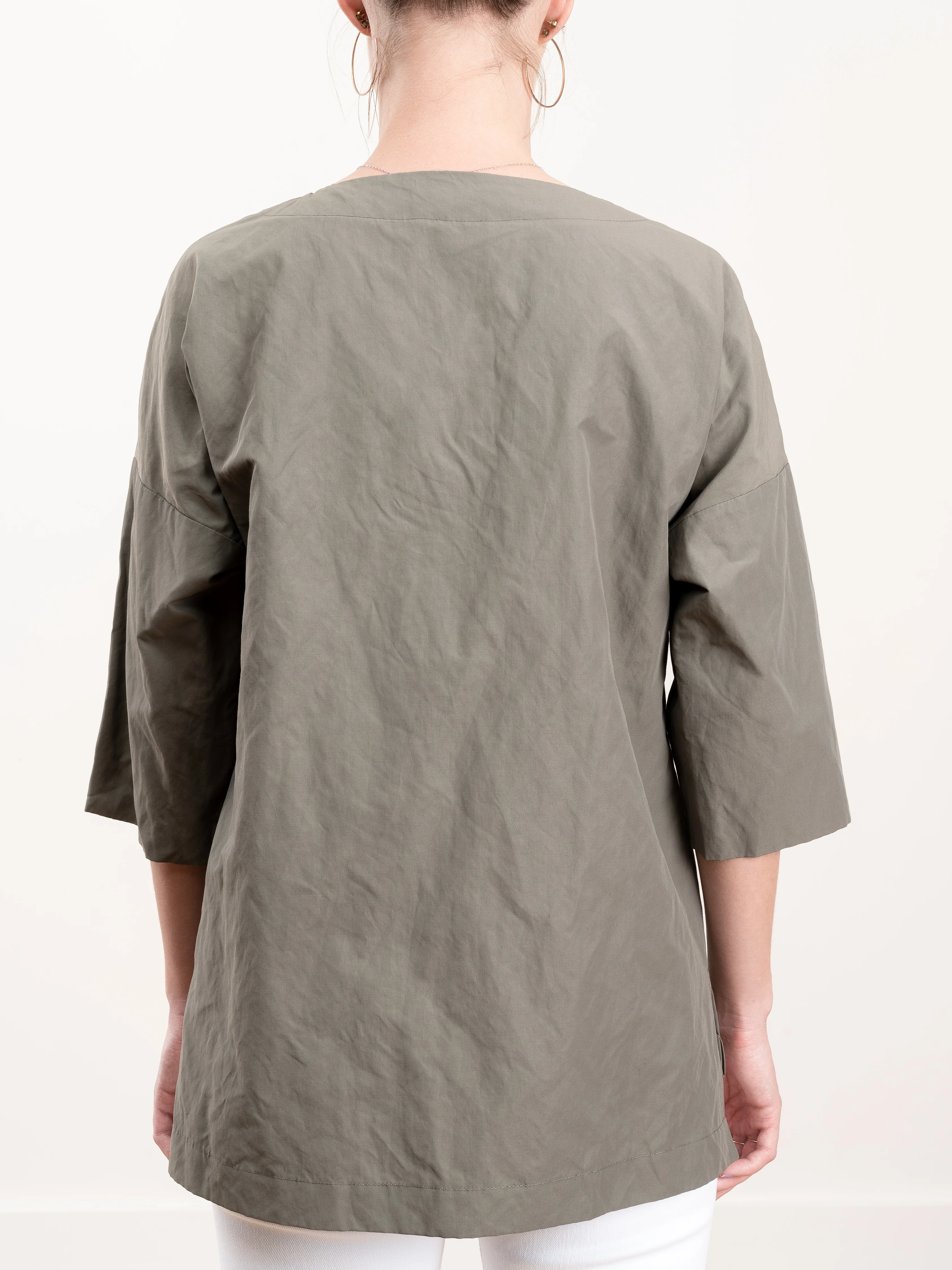 v-placket pullover top - olive - Image 5