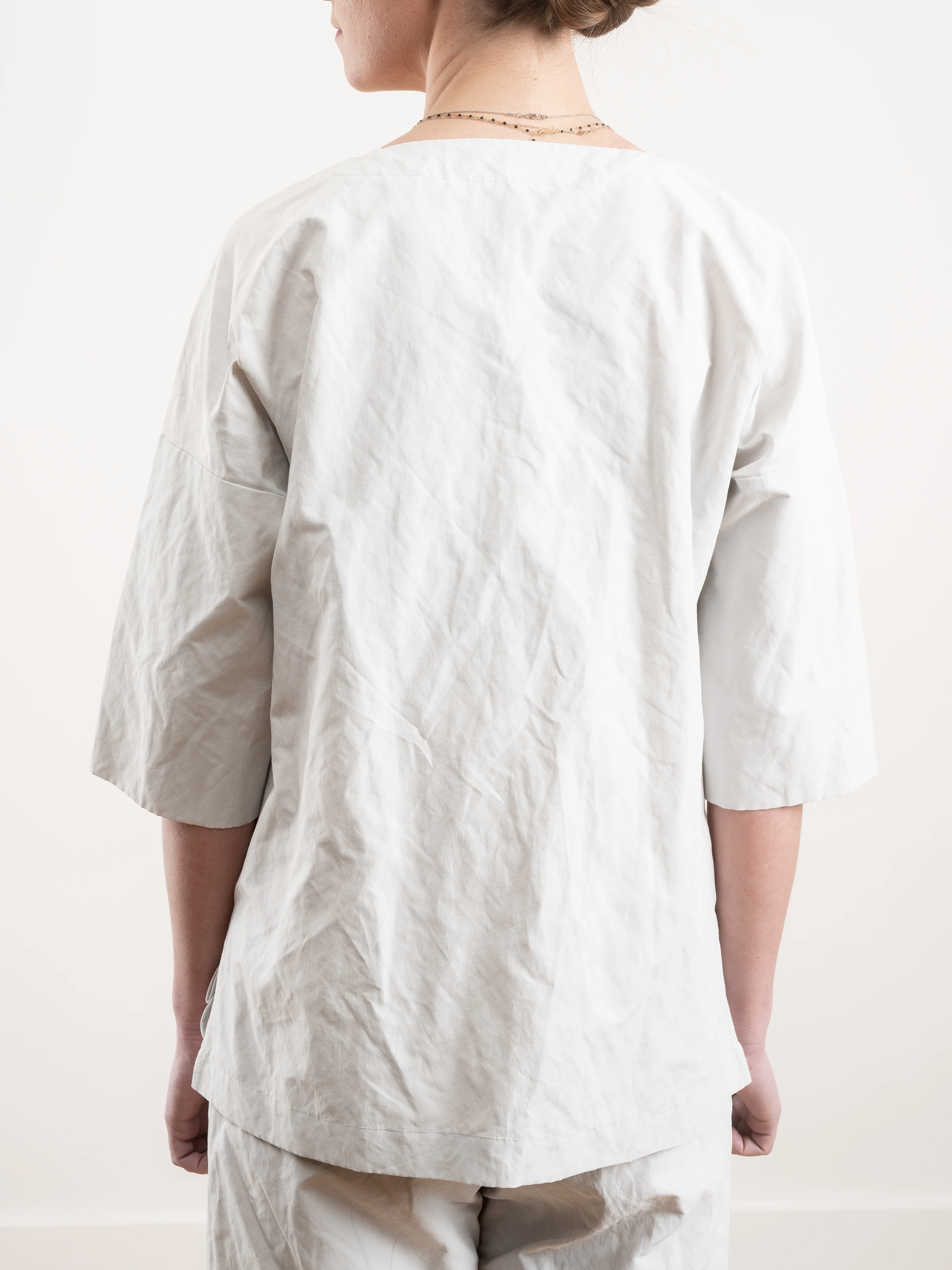 v-placket pullover top - stone - Image 4