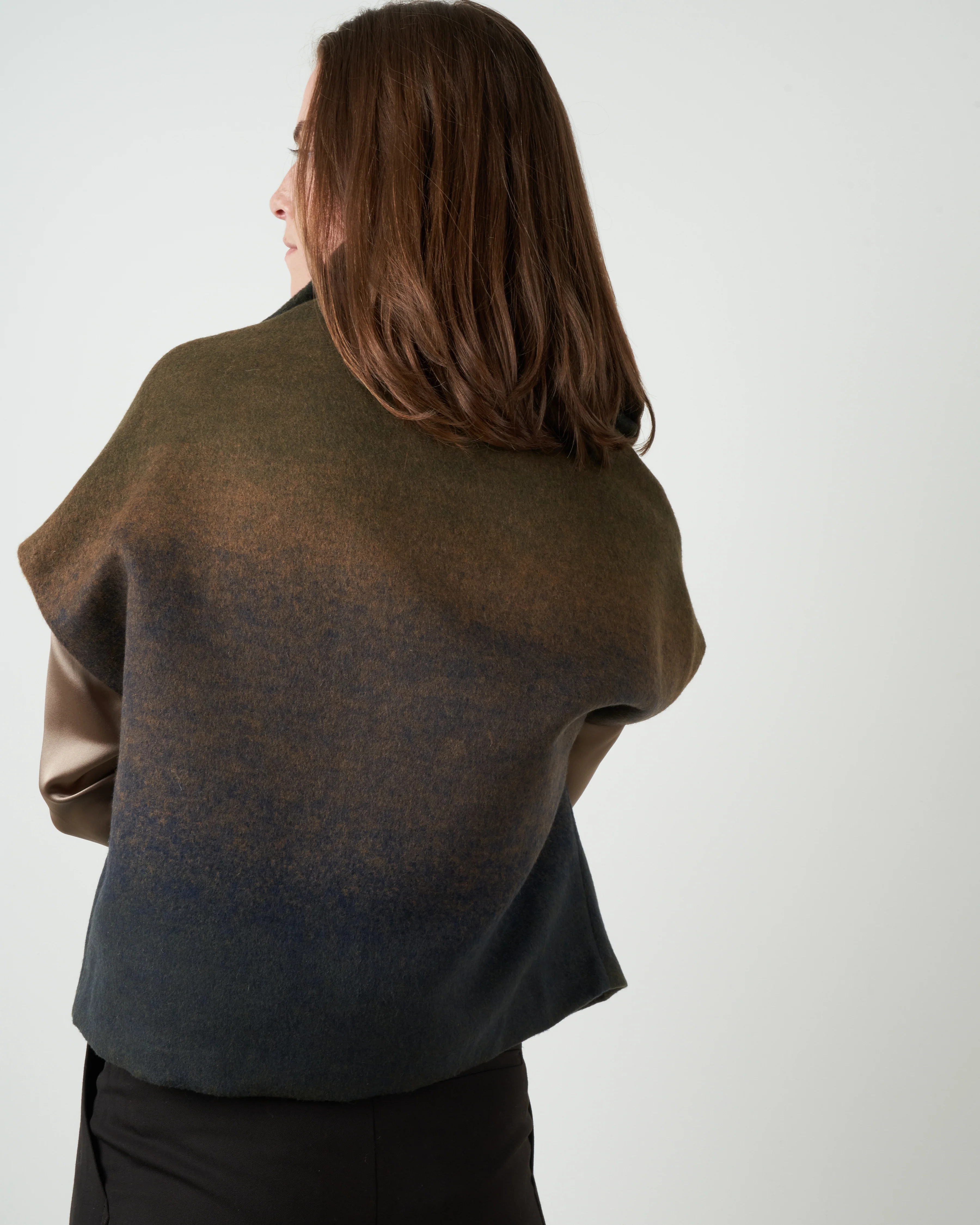 zip mock cardigan - ombre - Image 3