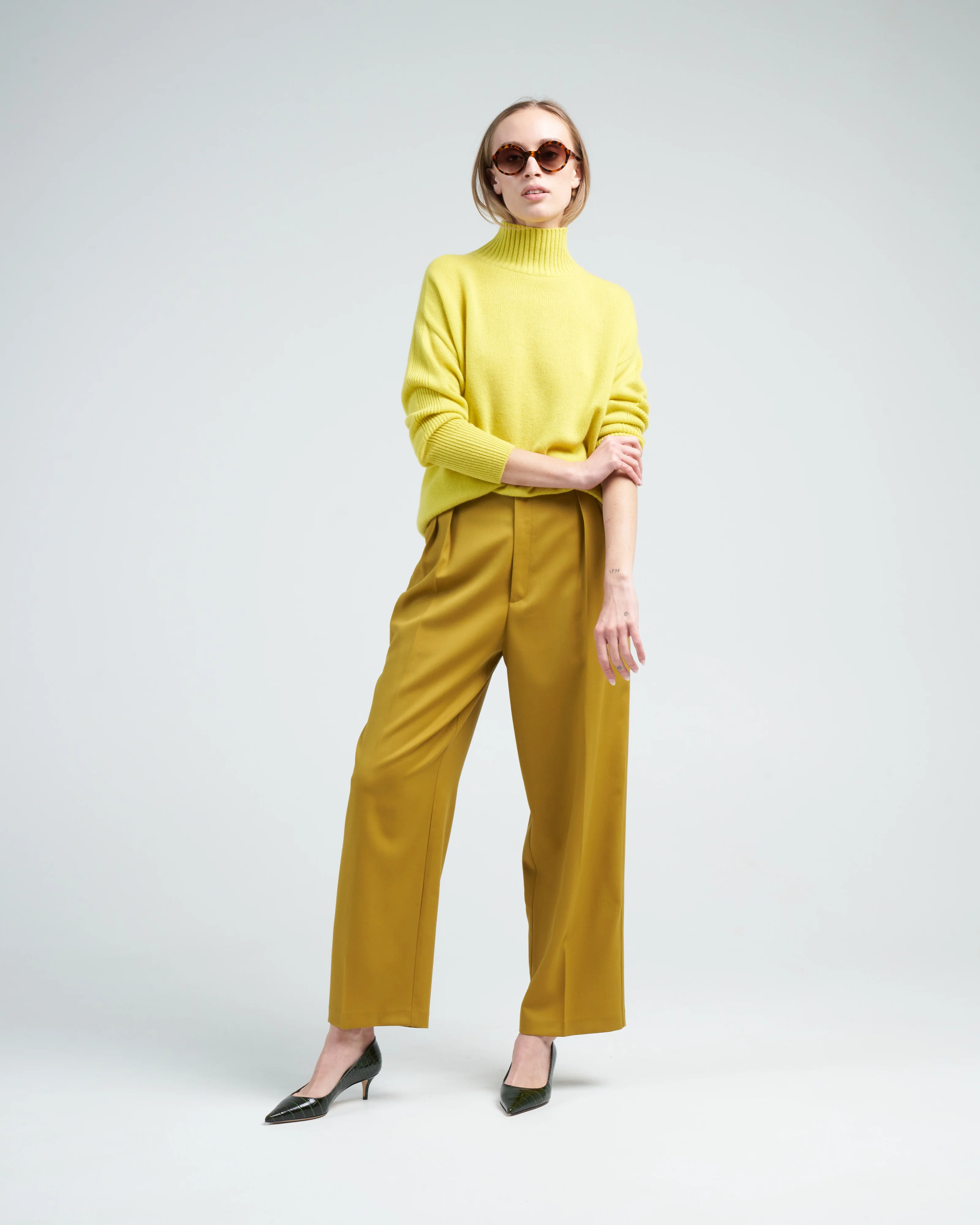 houghton pleated trouser - chartreuse - Image 2