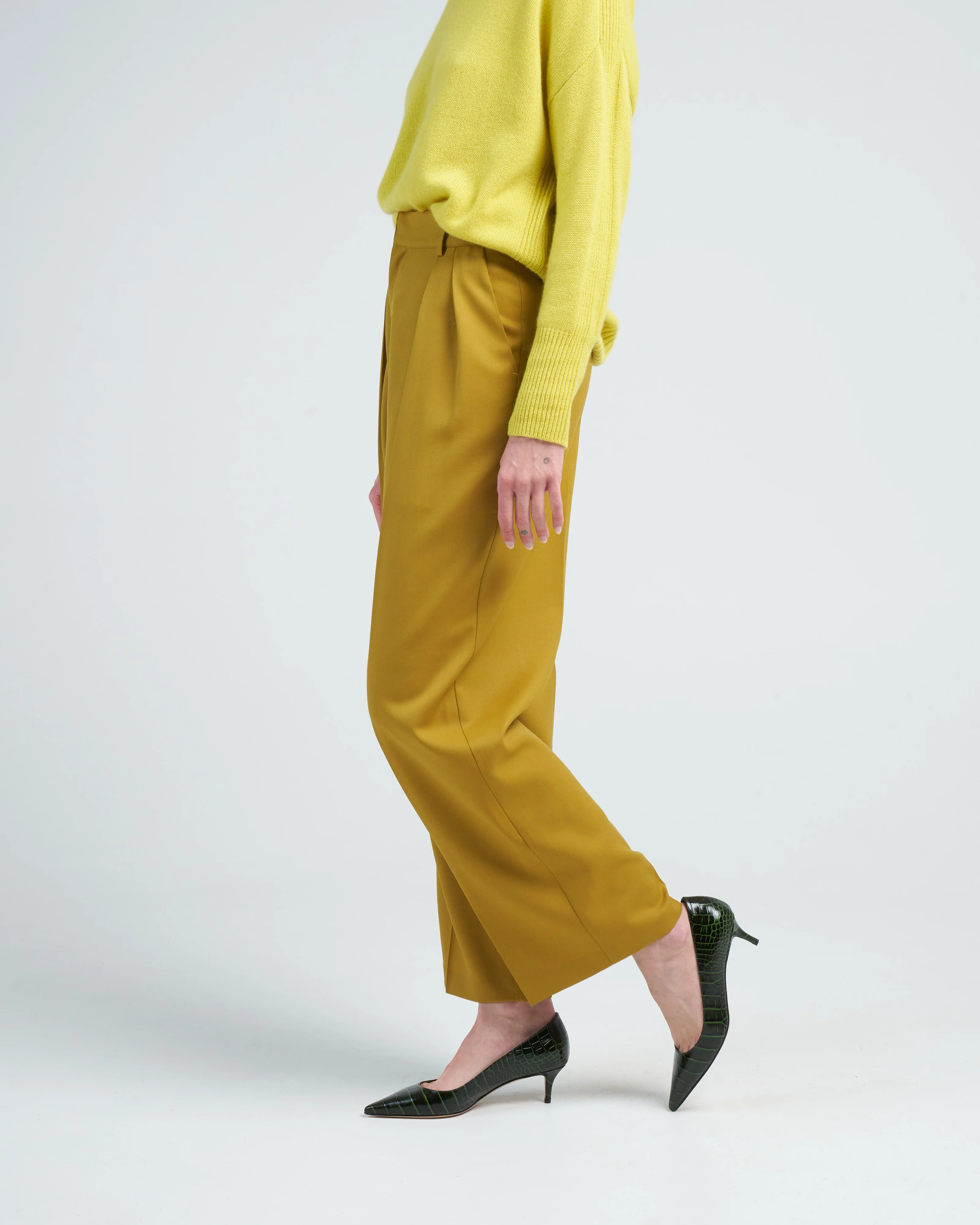 houghton pleated trouser - chartreuse - Image 3