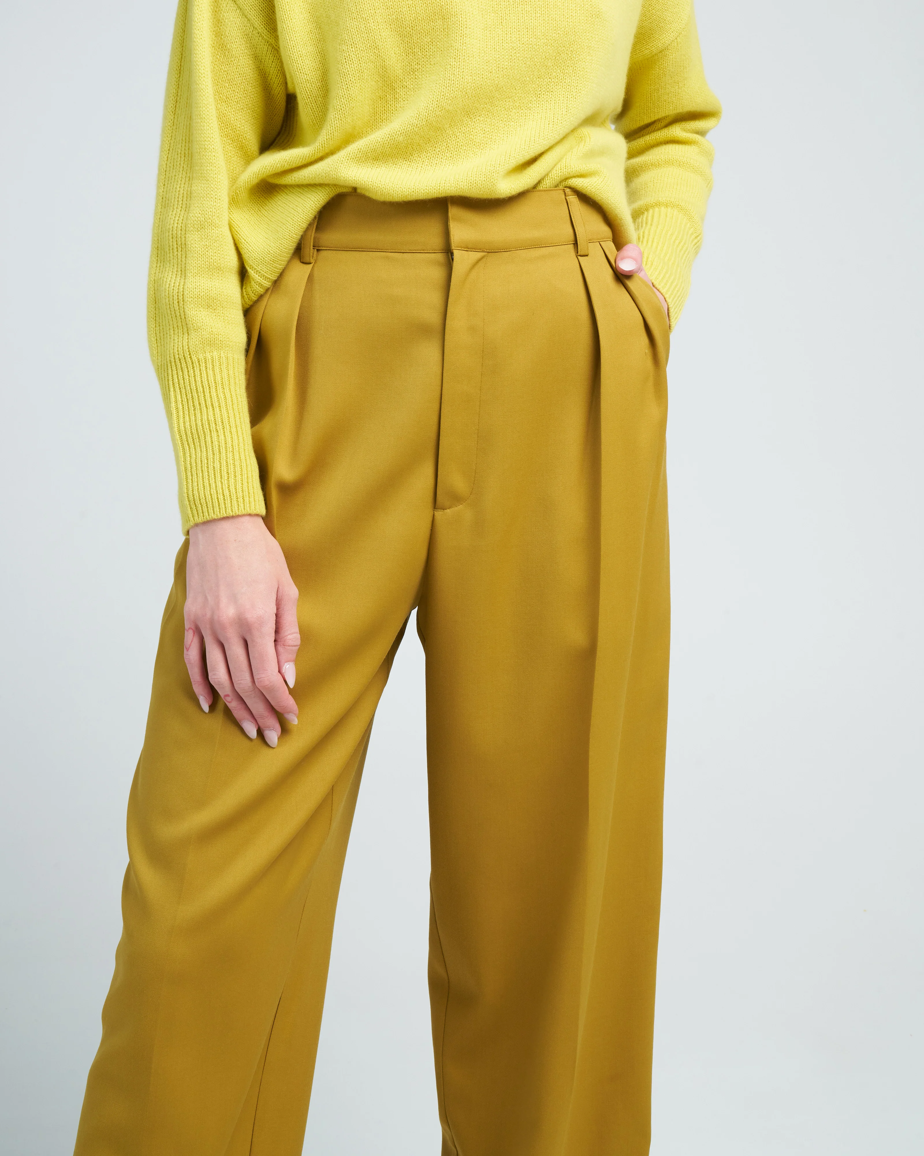 houghton pleated trouser - chartreuse - Image 5