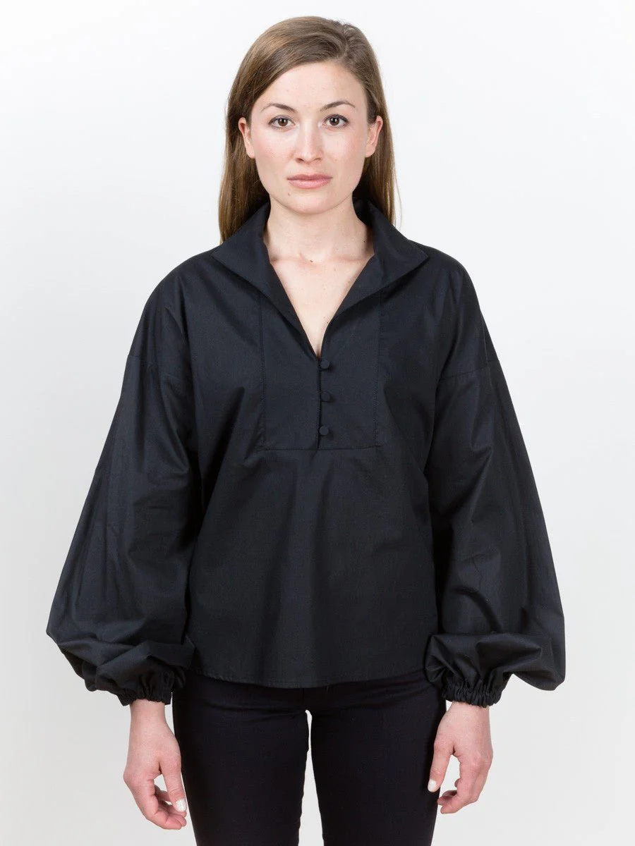 balloon sleeve blouse - black - Image 2