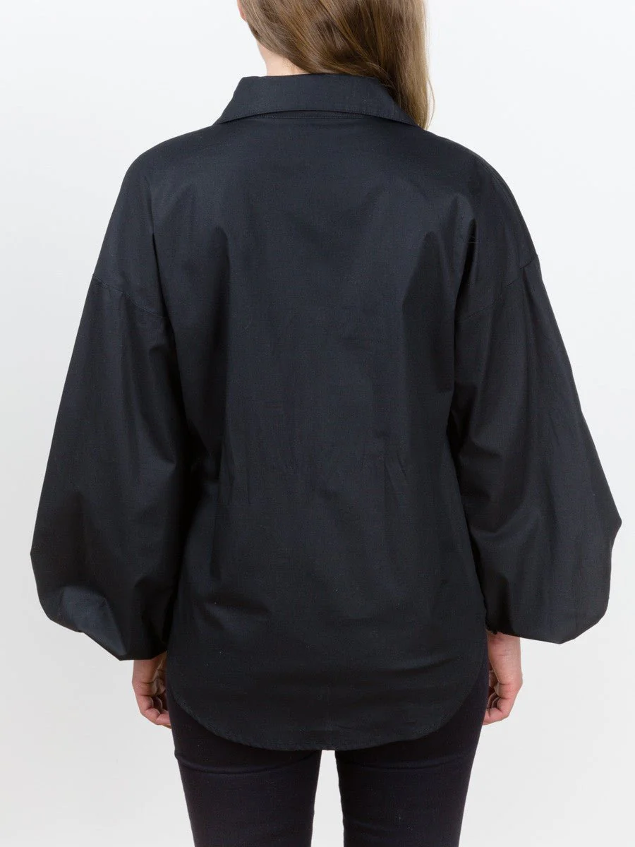 balloon sleeve blouse - black - Image 4