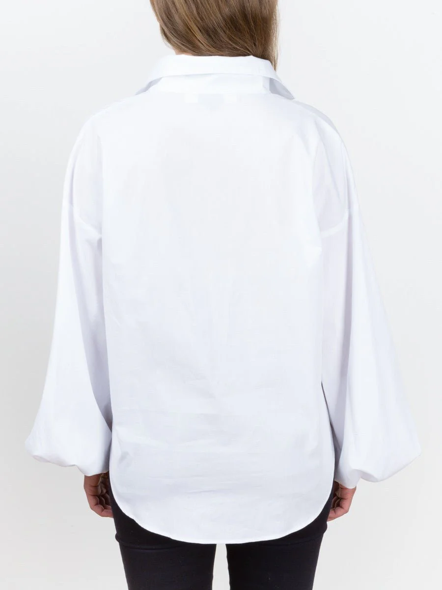 balloon sleeve blouse - white - Image 4