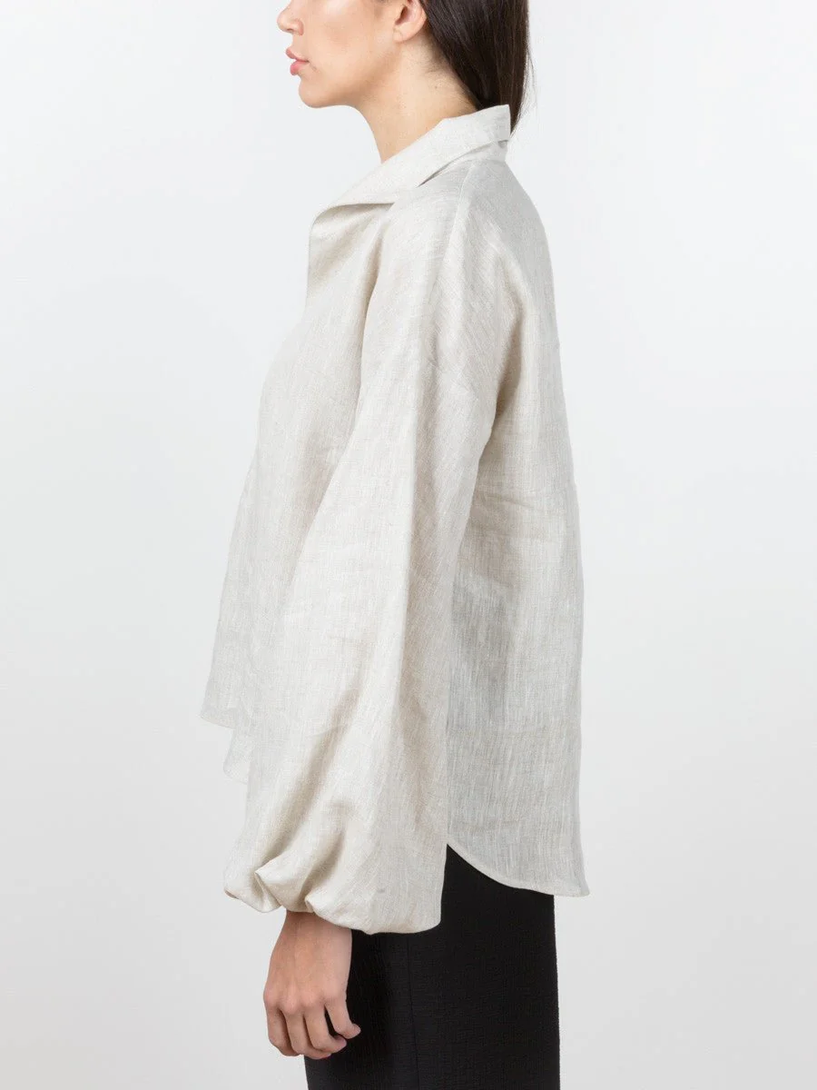 balloon sleeve blouse - oatmeal - Image 3