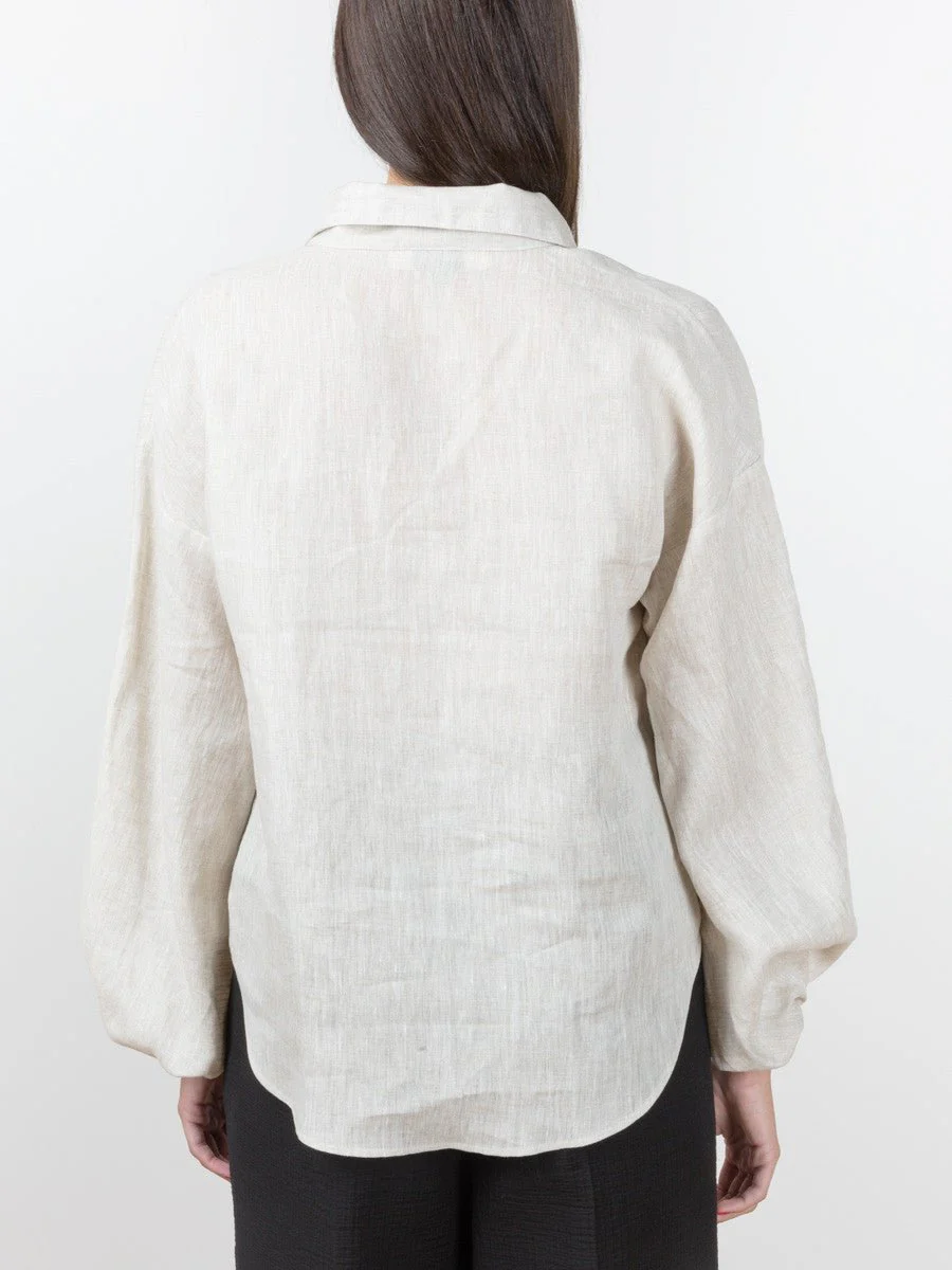 balloon sleeve blouse - oatmeal - Image 4